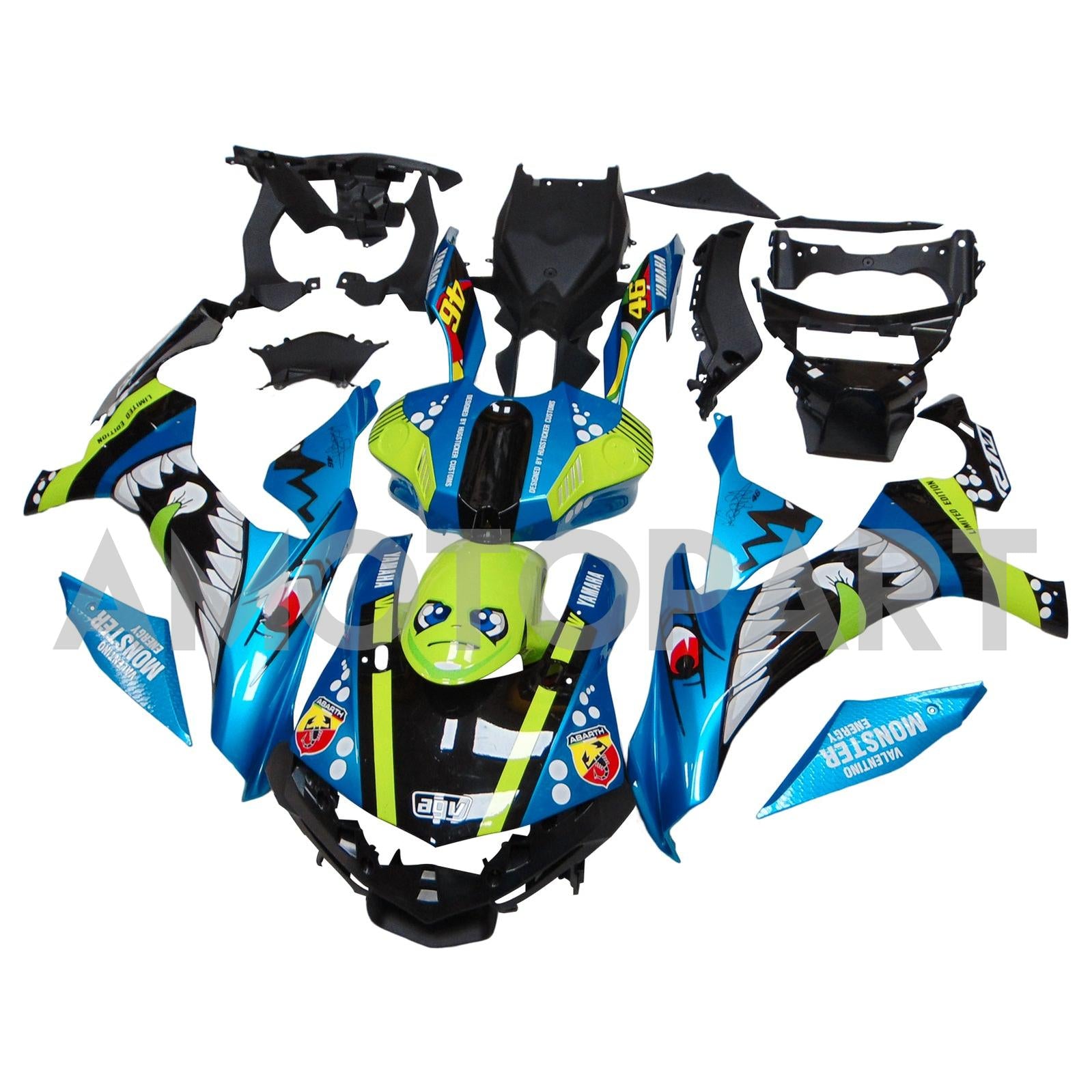 Amotopart Yamaha 2015-2019 YZF 1000 R1 Blue Fairing Kit