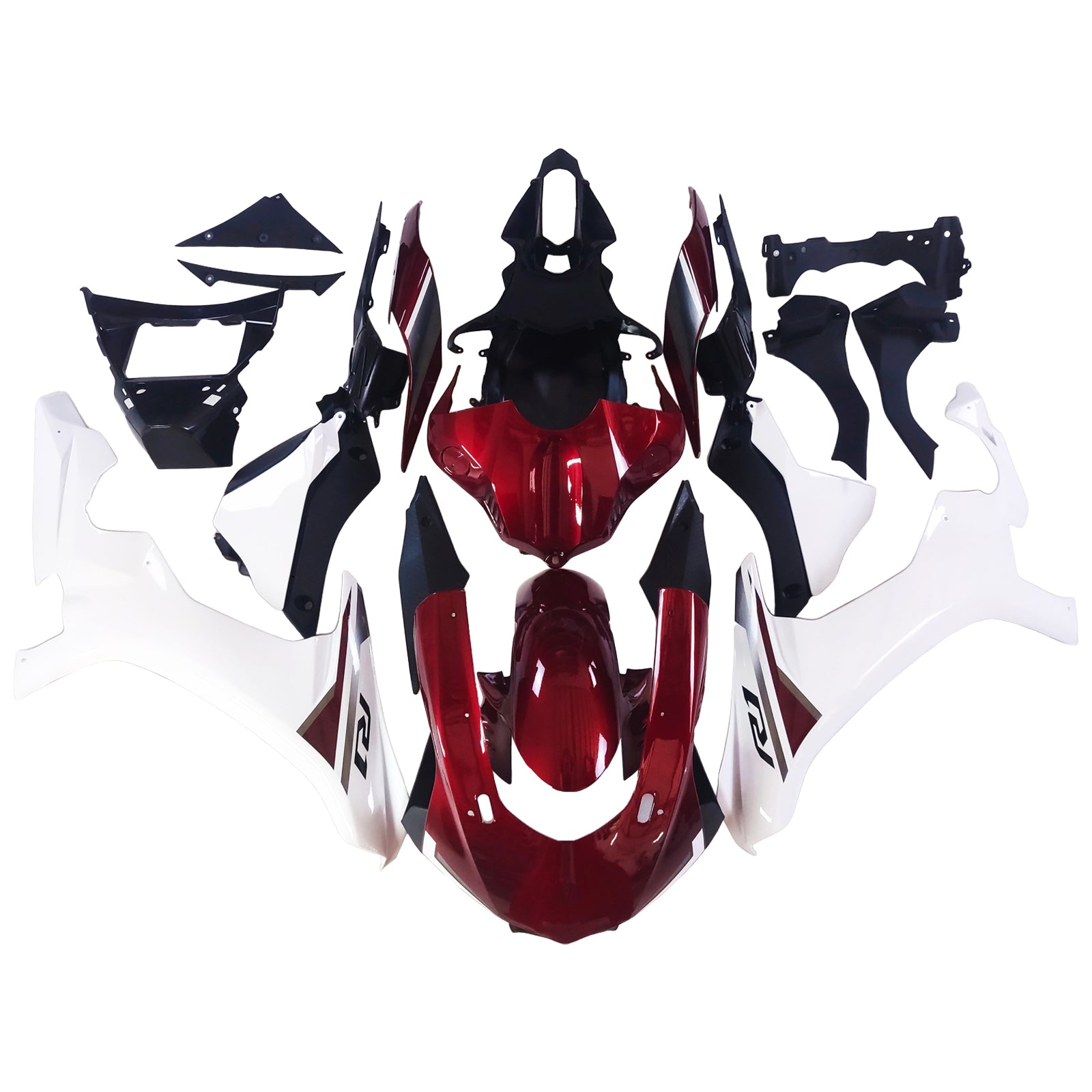 Amotopart Yamaha 2015-2019 YZF 1000 R1 White & Red Style3 Kit de carenagem