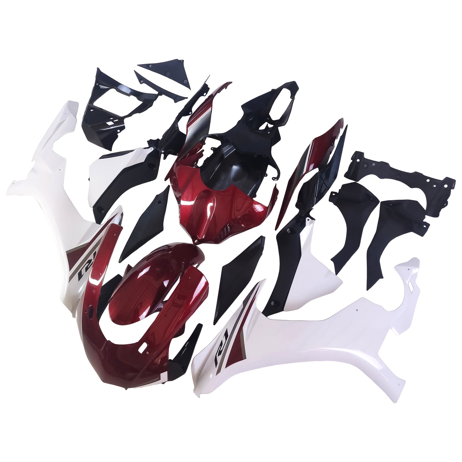 Amotopart Yamaha 2015-2019 YZF 1000 R1 White & Red Style3 Kit de carenagem