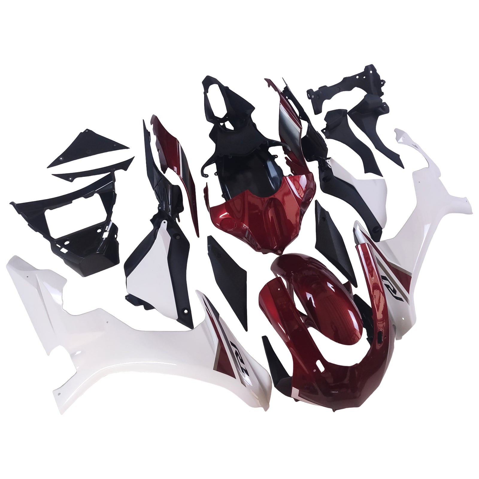Amotopart Yamaha 2015-2019 YZF 1000 R1 White & Red Style3 Kit de carenagem