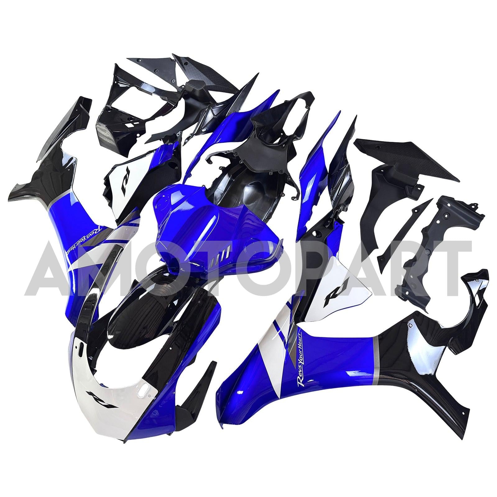 Amotopart Yamaha YZF 1000 R1 2015-2019 Blue & White Fairing Kit