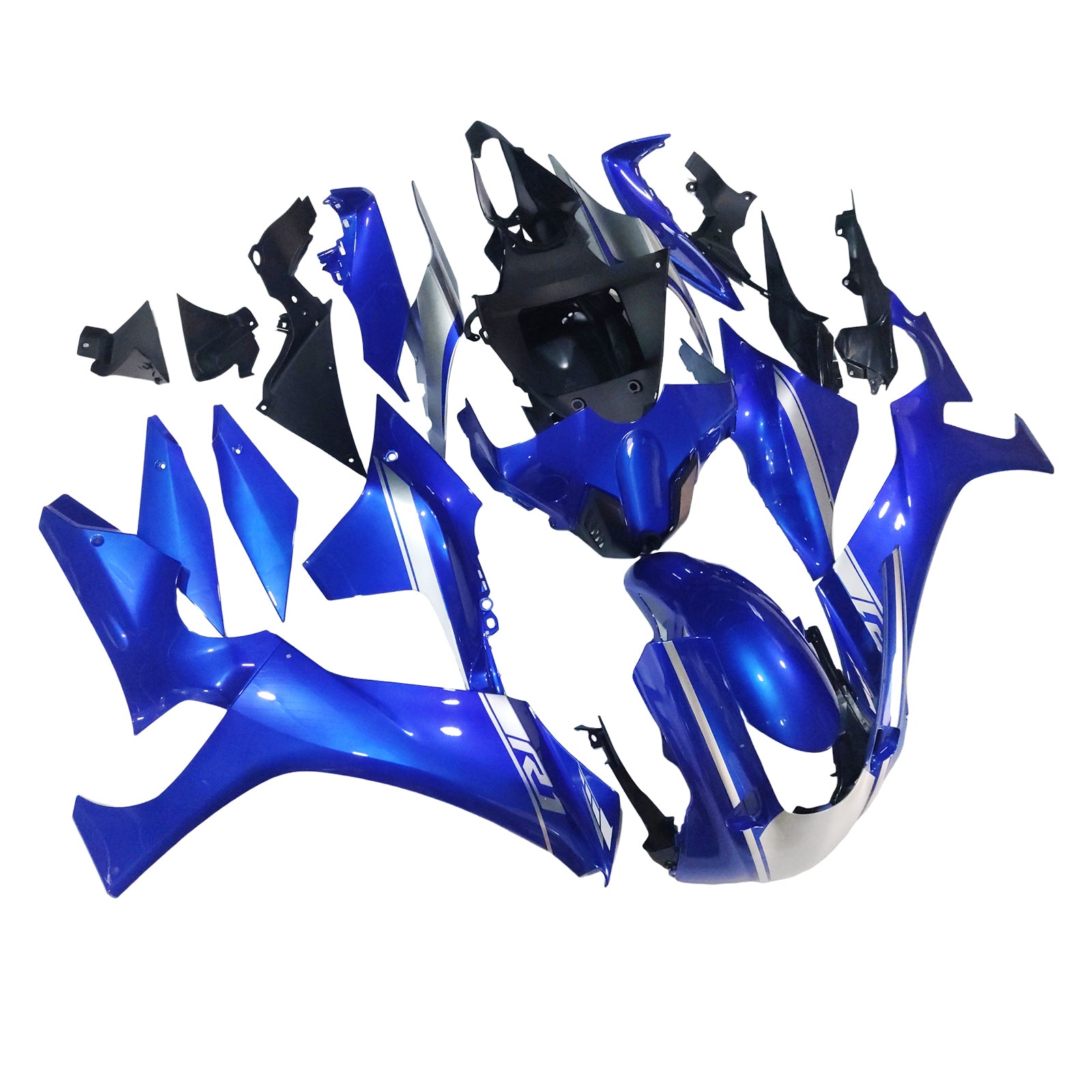 Amotopart Yamaha 2015–2019 YZF 1000 R1 Silber&Blaues Verkleidungsset