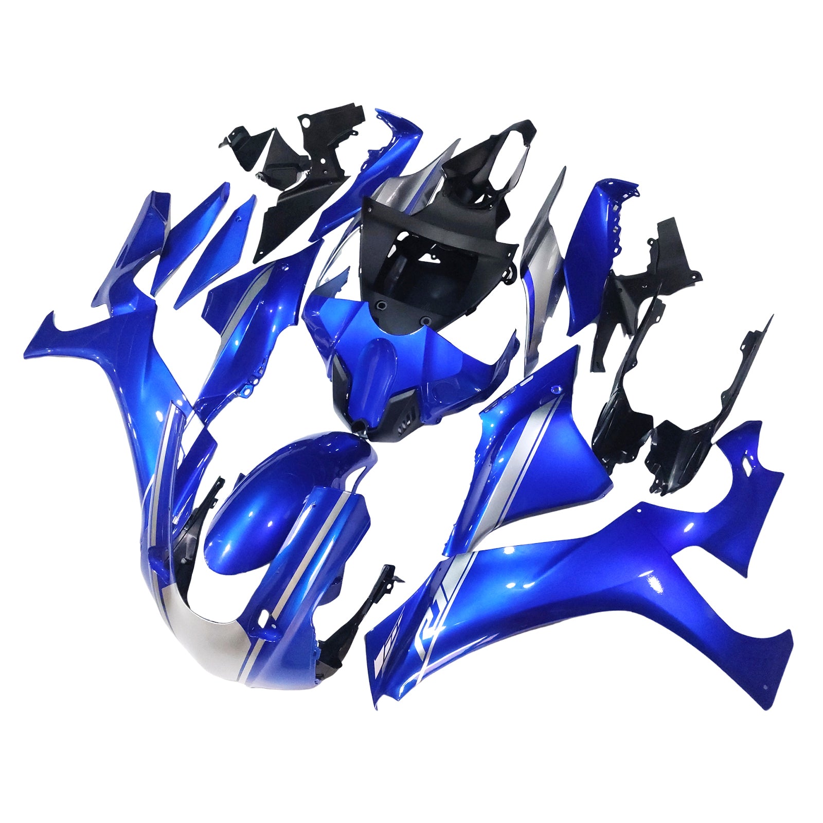 Amotopart Yamaha 2015–2019 YZF 1000 R1 Silber&Blaues Verkleidungsset