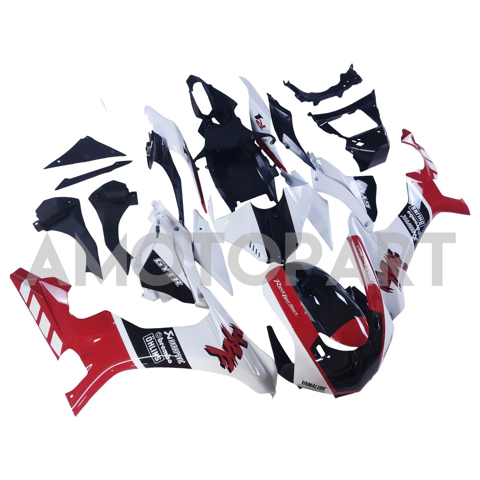 Amotopart Yamaha 2015-2019 YZF 1000 R1 White&Red Style2 Fairing Kit