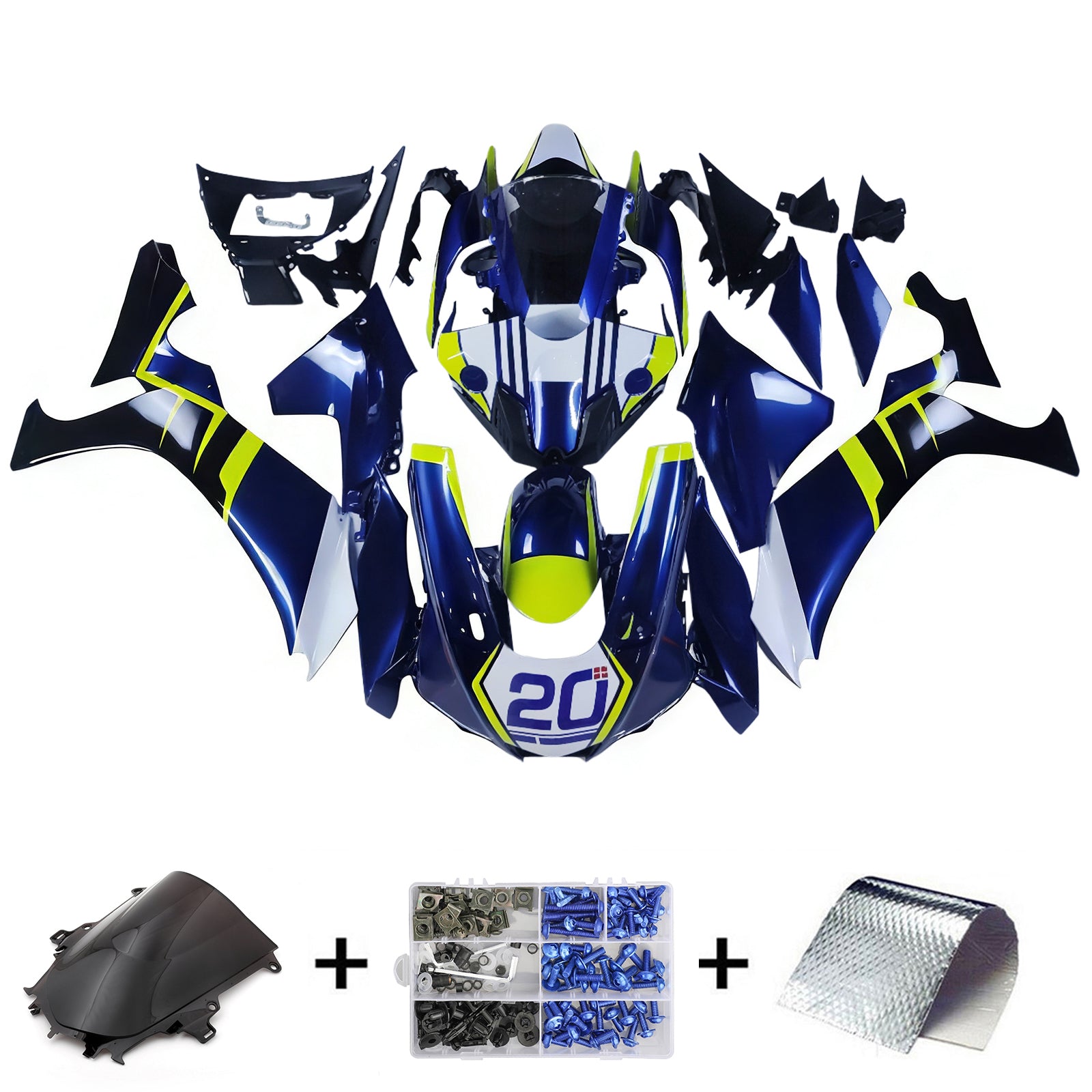 Amotopart Kit carena blu e giallo YZF 1000 R1 Yamaha 2015-2019