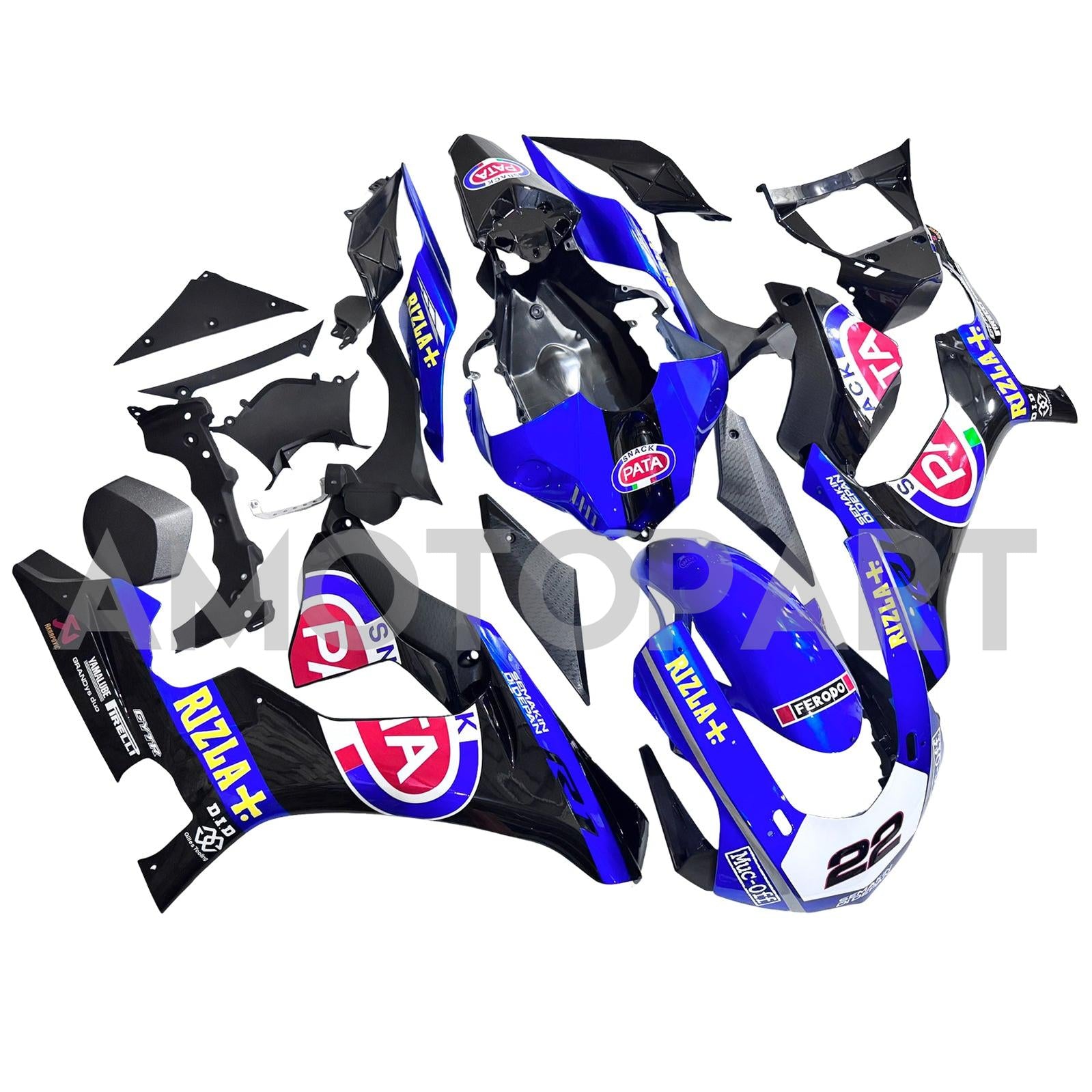 Amotopart Yamaha 2015-2019 YZF 1000 R1 Blue&Black Style5 Fairing Kit