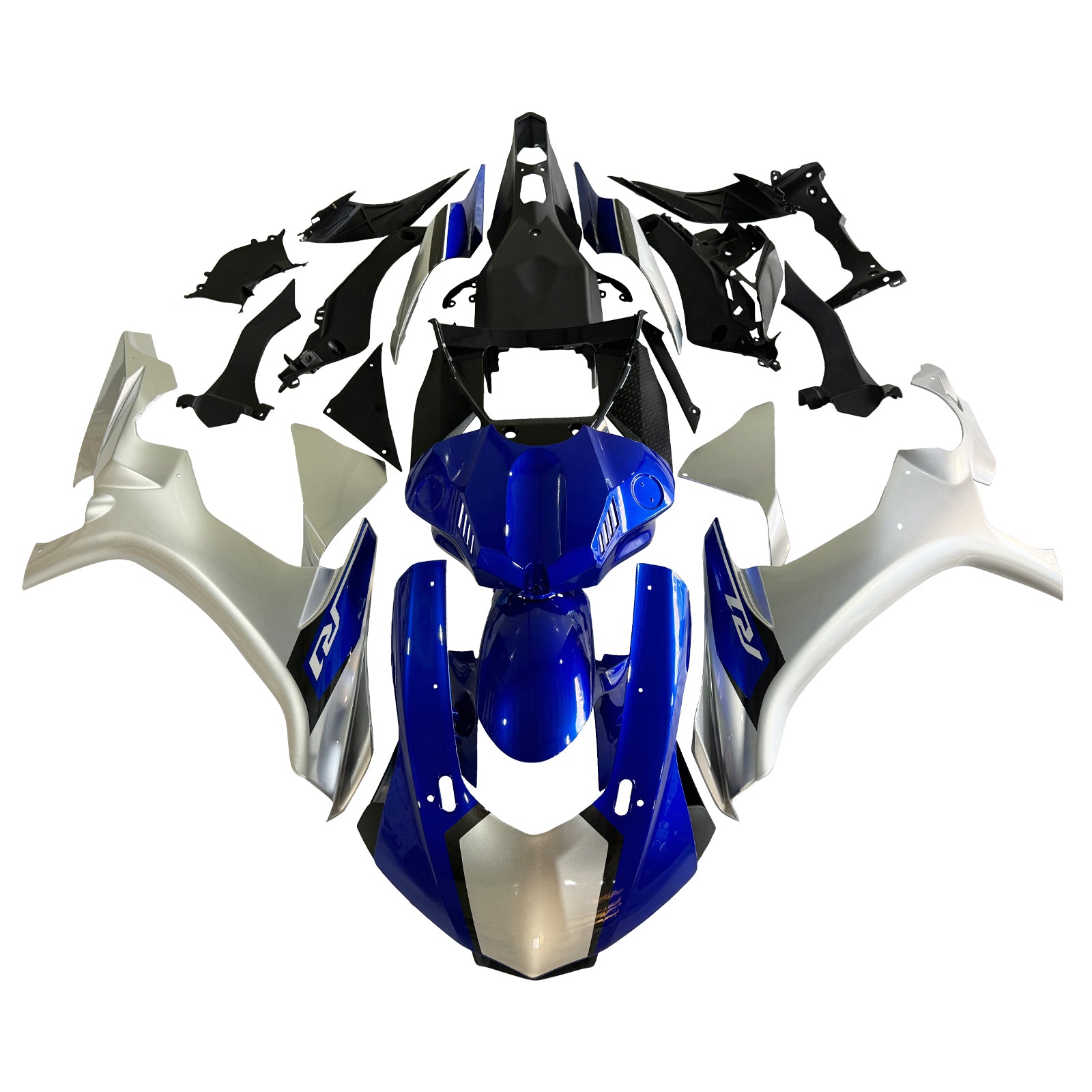 Amotopart Yamaha 2015–2019 YZF 1000 R1 Blau&Silberner Verkleidungssatz