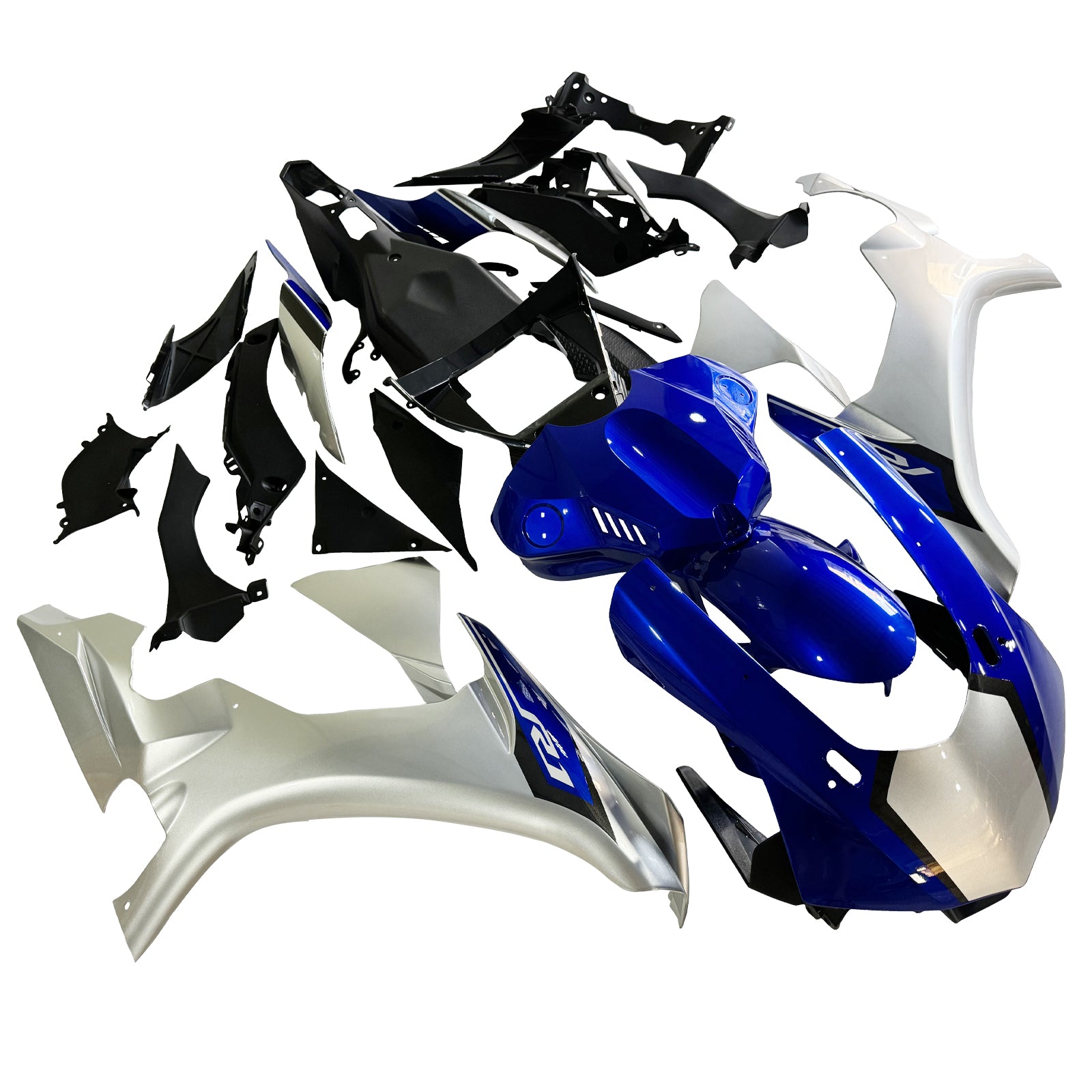 Amotopart Yamaha 2015–2019 YZF 1000 R1 Blau&Silberner Verkleidungssatz