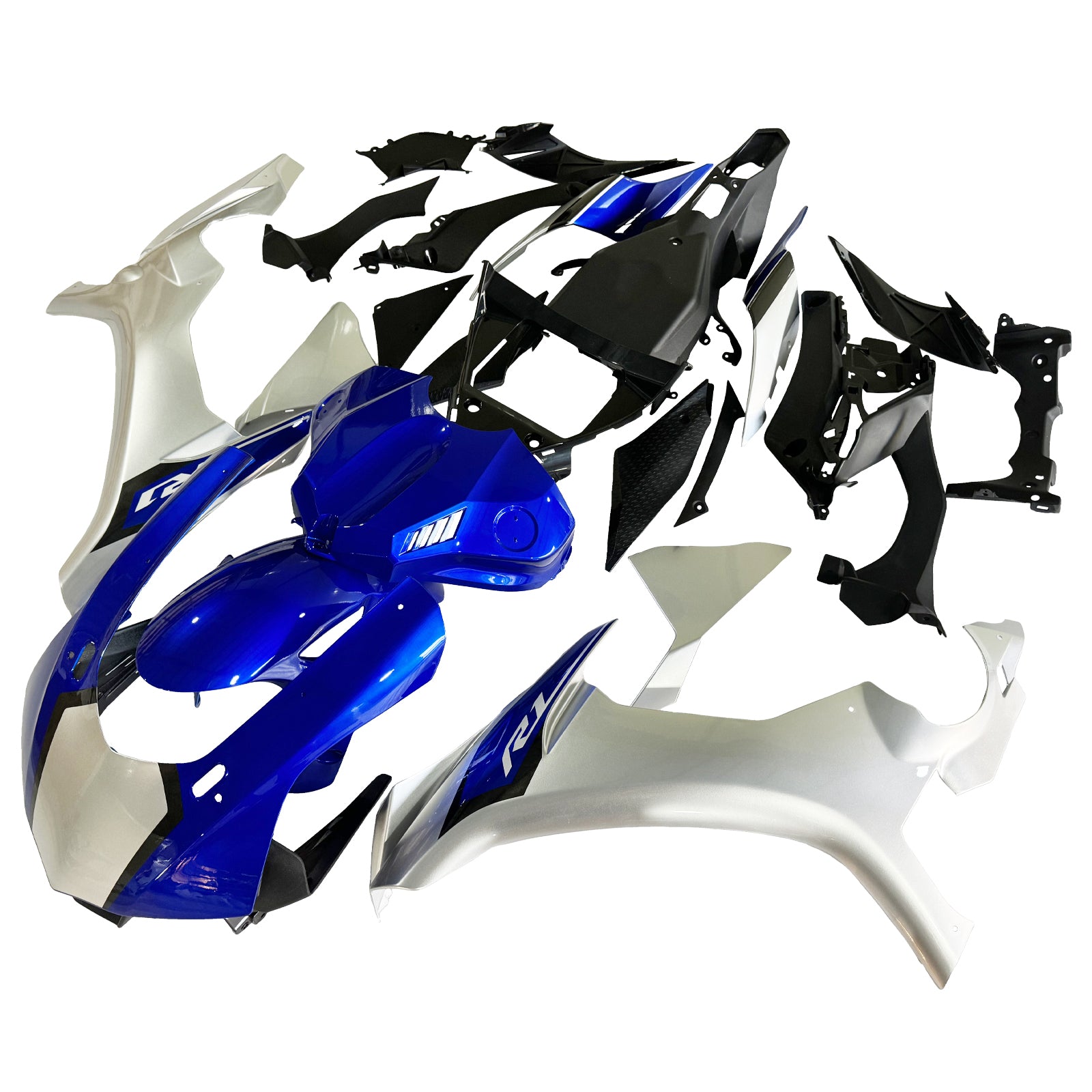 Amotopart Yamaha 2015–2019 YZF 1000 R1 Blau&Silberner Verkleidungssatz