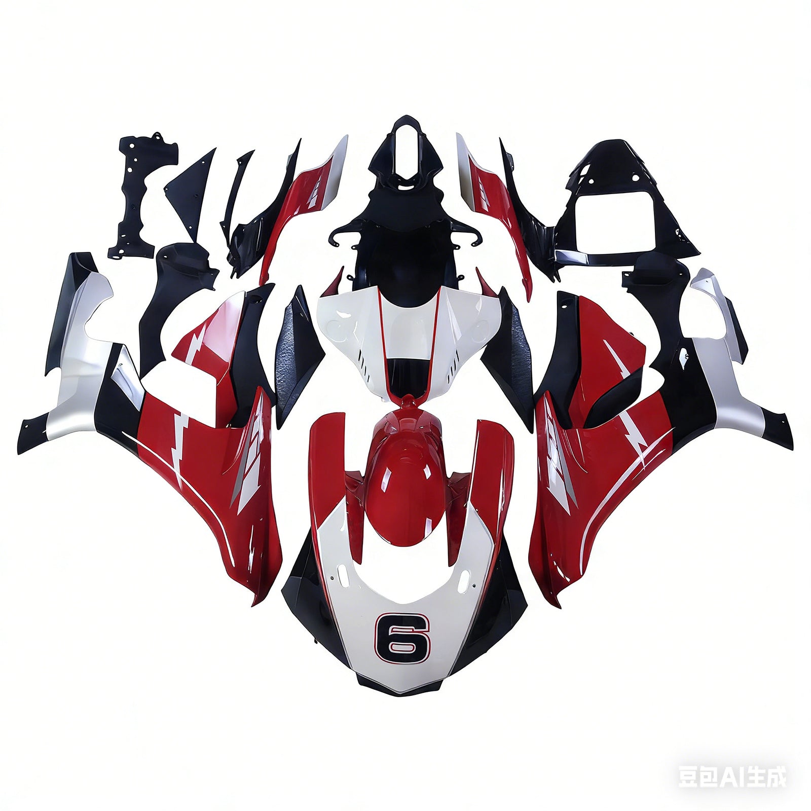 Amotopart Yamaha 2015-2019 YZF 1000 R1 White&Red Style1 Fairing Kit