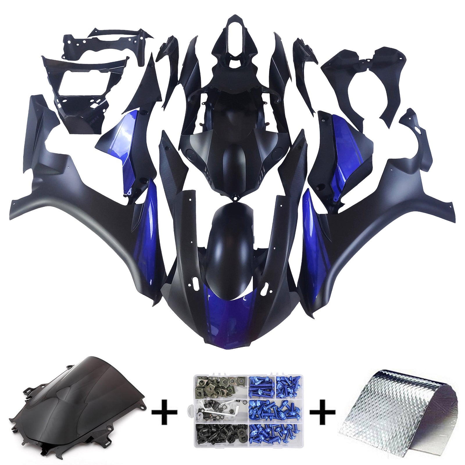Amotopart ヤマハ YZF 1000 R1 2015-2019 マットブルー & ブラック スタイル 12 フェアリングキット