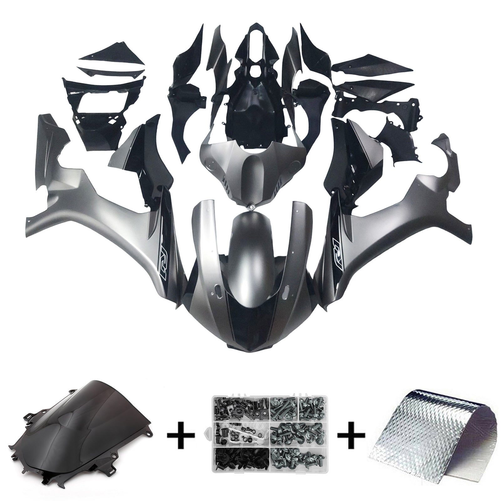 Amotopart ヤマハ YZF 1000 R1 2015-2019 グレー ブラック フェアリング キット