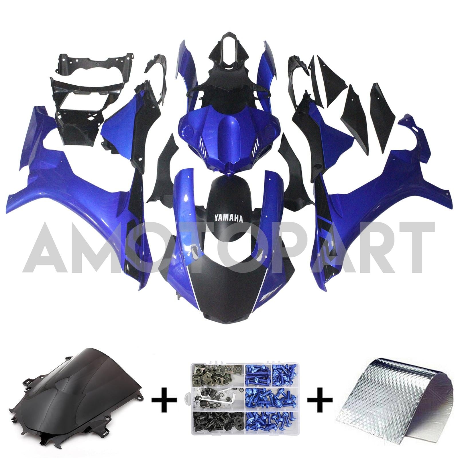 Amotopart Yamaha YZF 1000 R1 2015-2019 Blue with Logo Fairing Kit