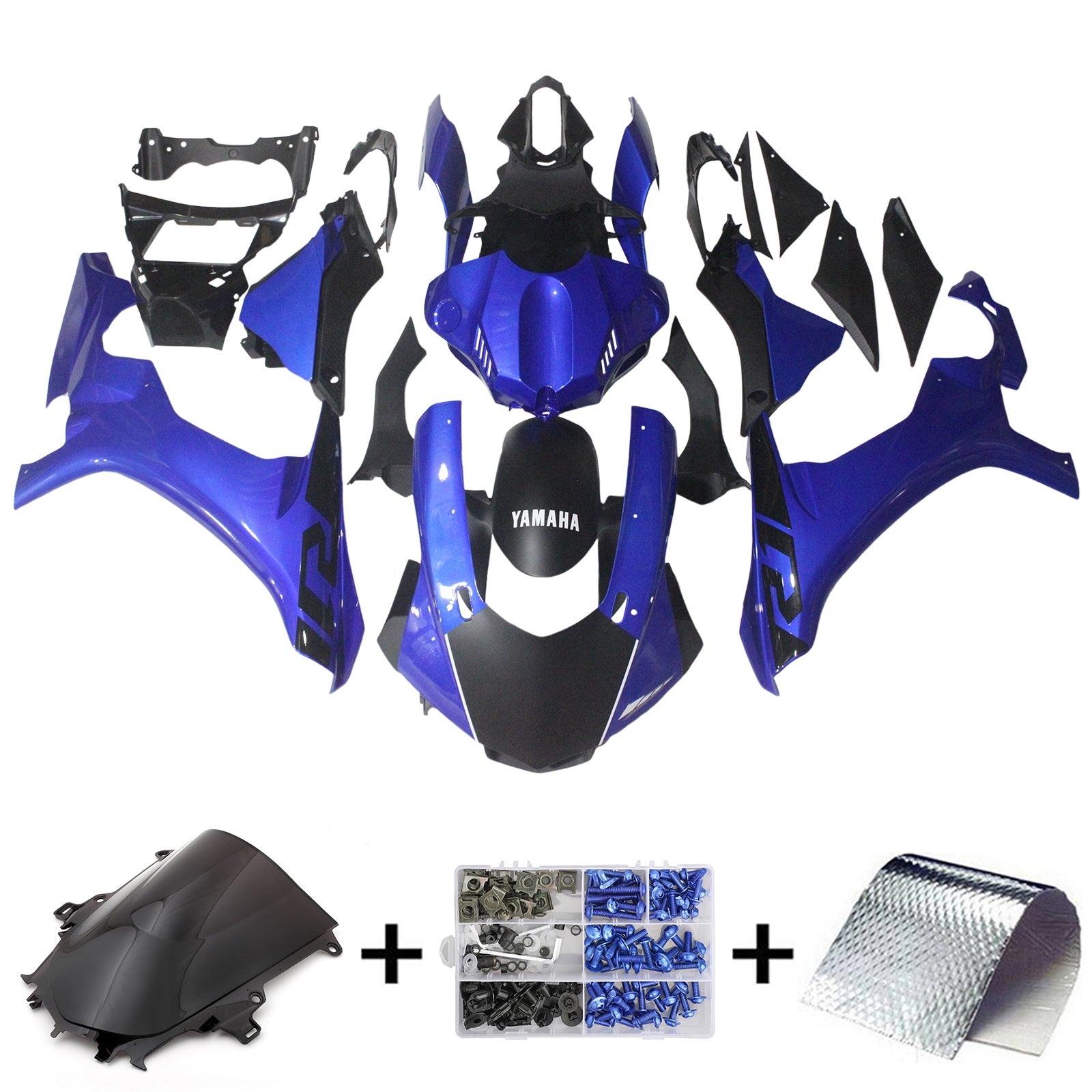 Amotopart Yamaha YZF 1000 R1 2015-2019 Blå med logo-fairing kit