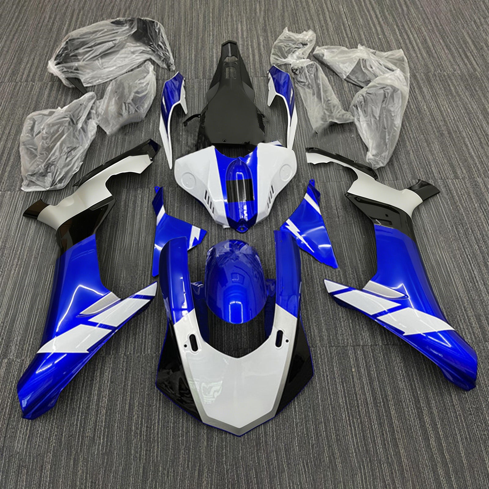Amotopart Yamaha YZF 1000 R1 2015-2019 White&Blue Fairing Kit
