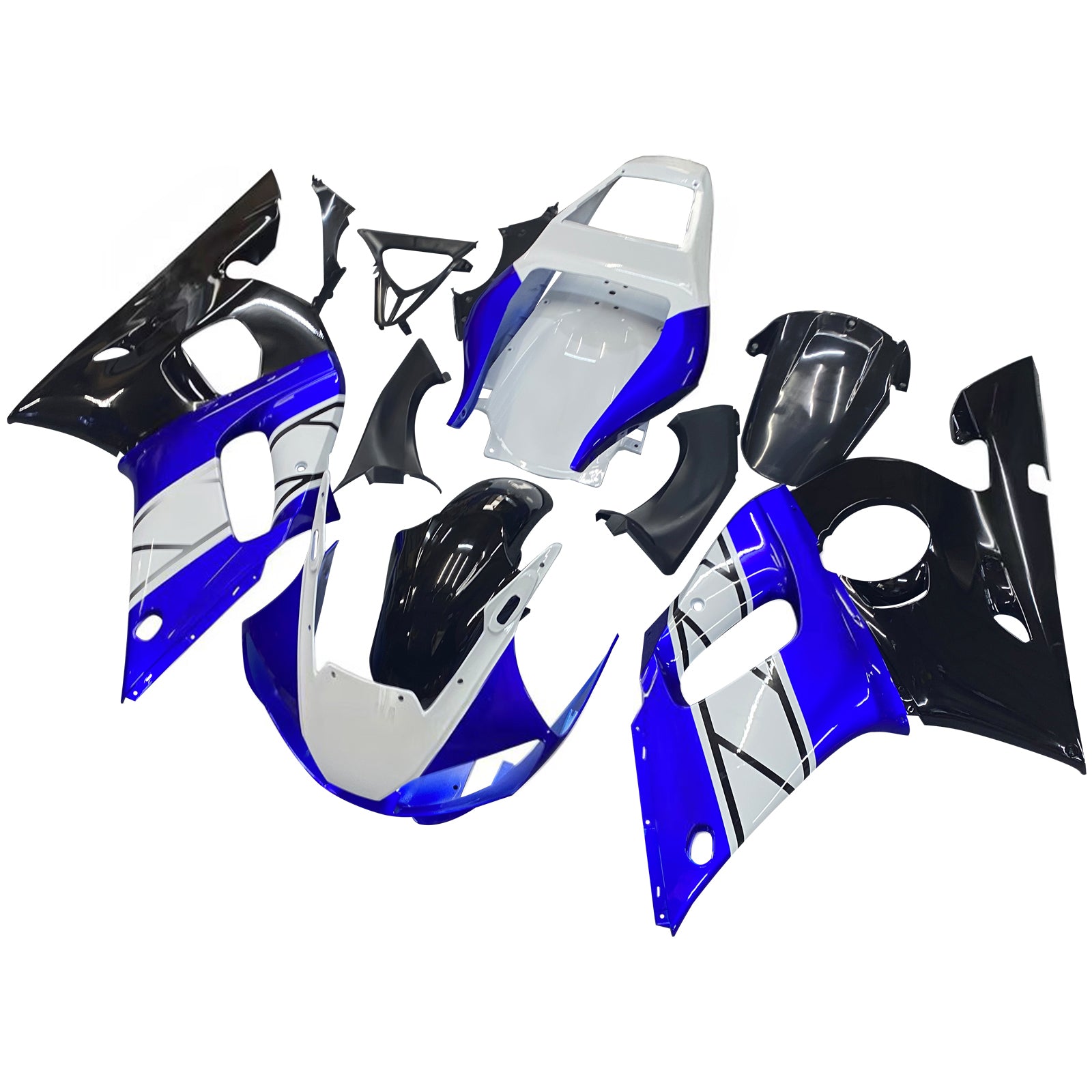 Amotopart 1998-2002 YAMAHA YZF 600 R6 WIT ZWART BLAUWE KUIST KIT