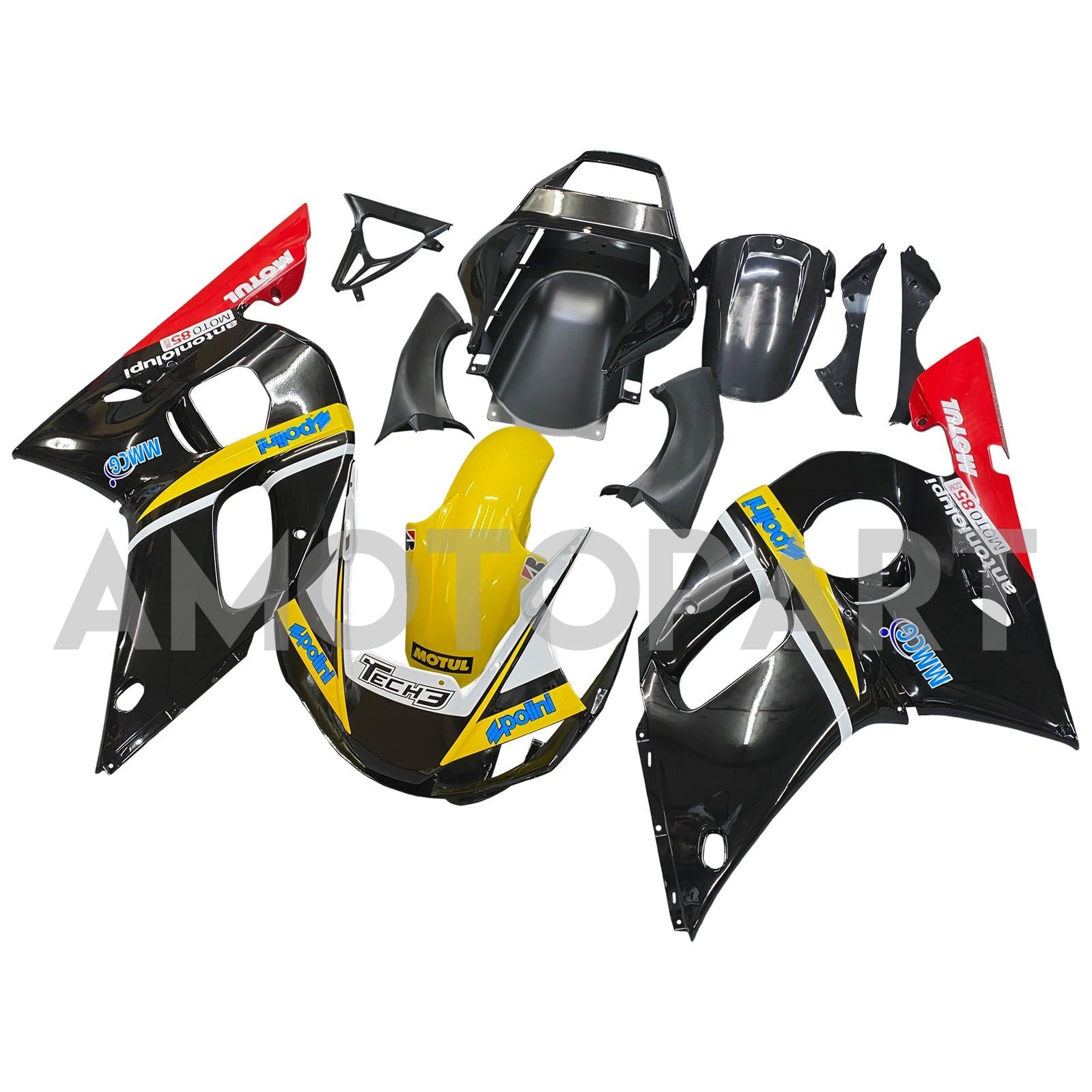 Amotopart Yamaha YZF 600 R6 1998-2002 Black & Yellow Fairing Kit