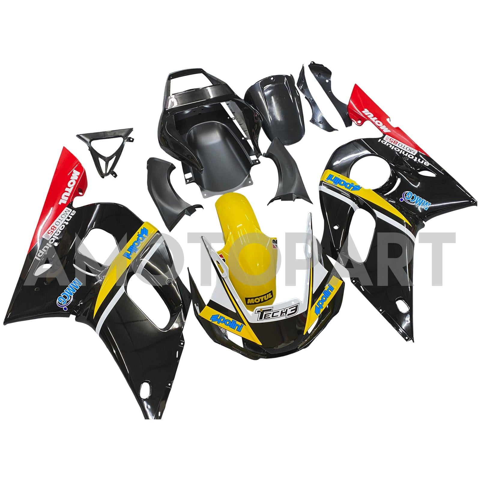 Amotopart Yamaha YZF 600 R6 1998-2002 Black & Yellow Fairing Kit