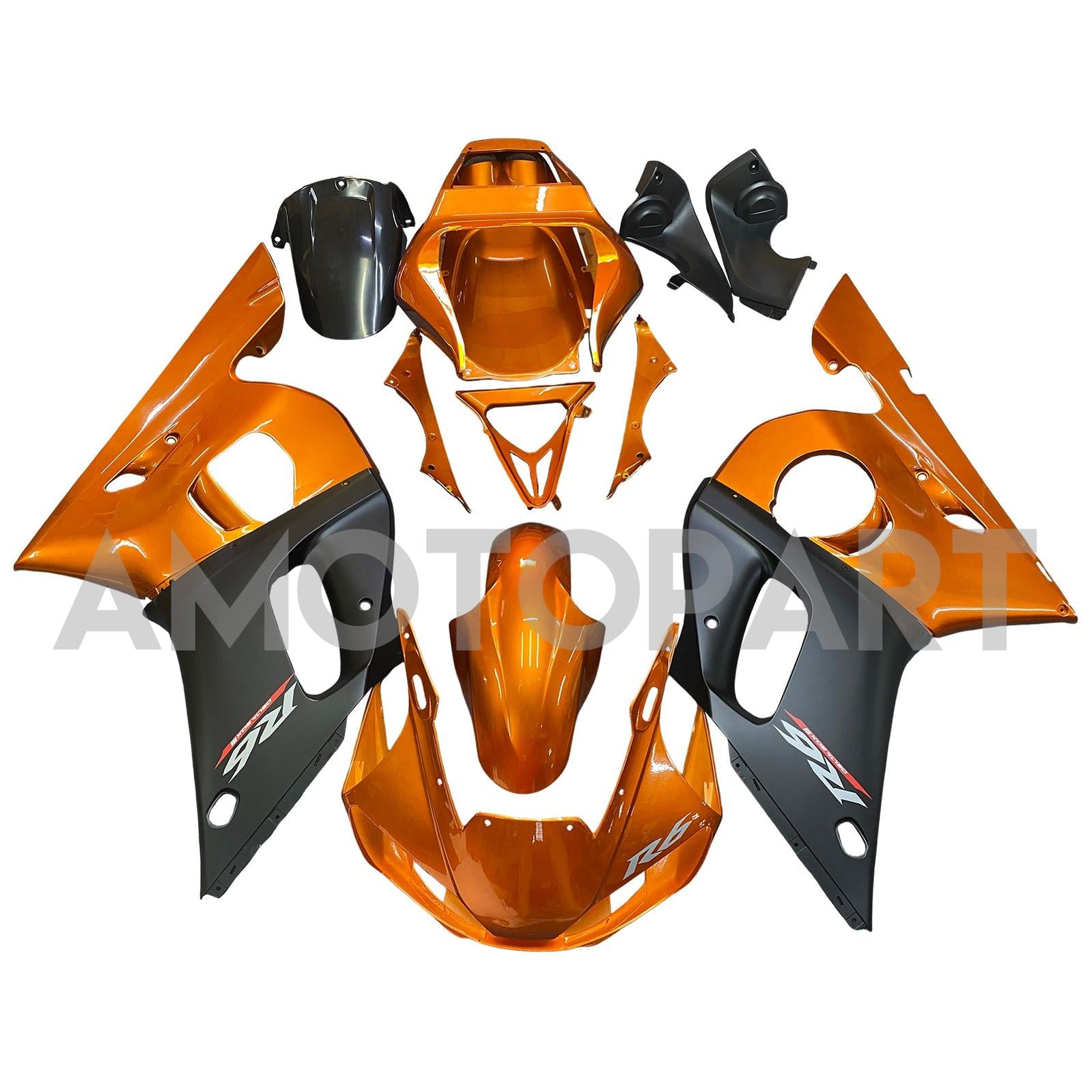 Amotopart Yamaha YZF 600 R6 1998-2002 Dark Orange&Black Fairing Kit