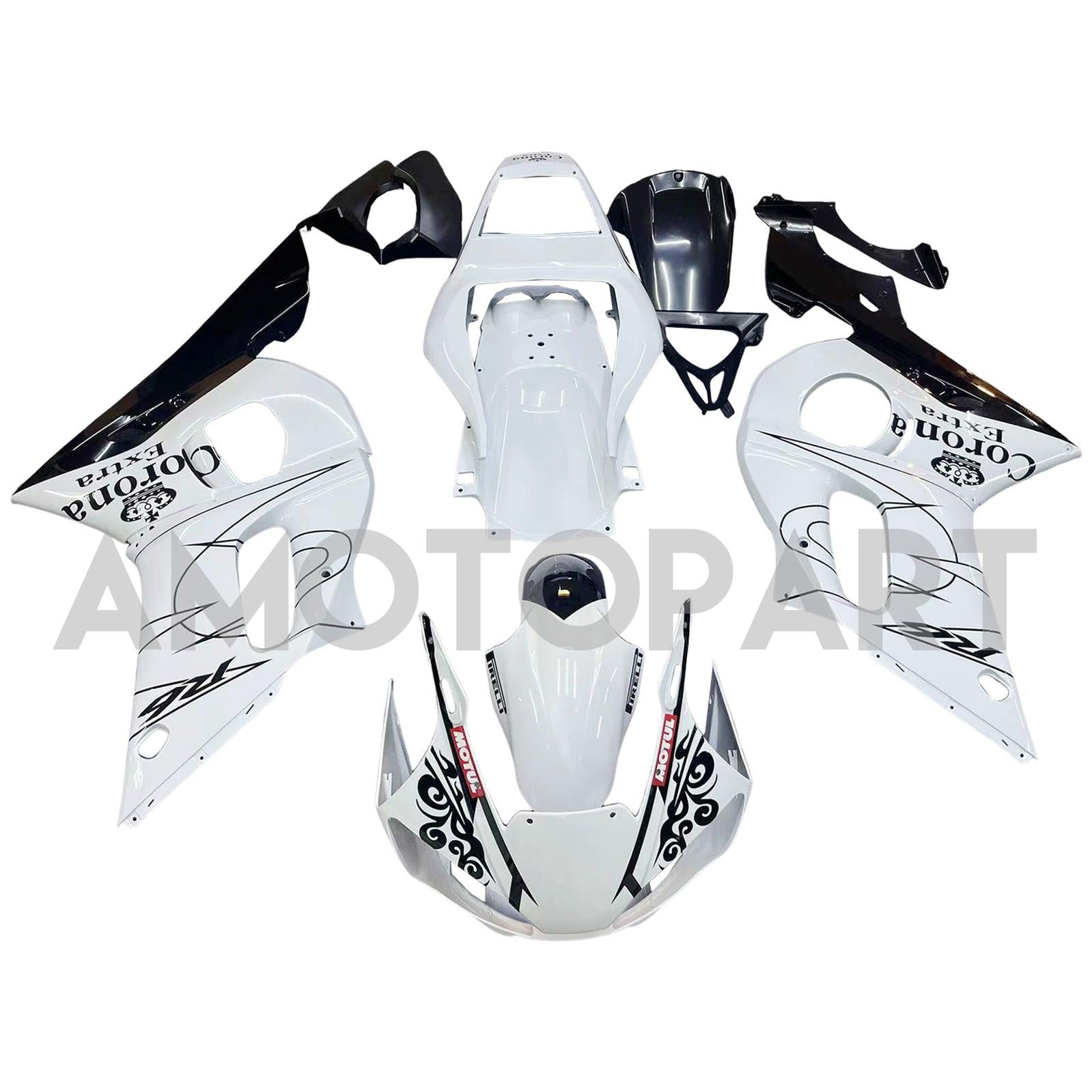 Amotopart Yamaha YZF 600 R6 1998-2002 White Fairing Kit