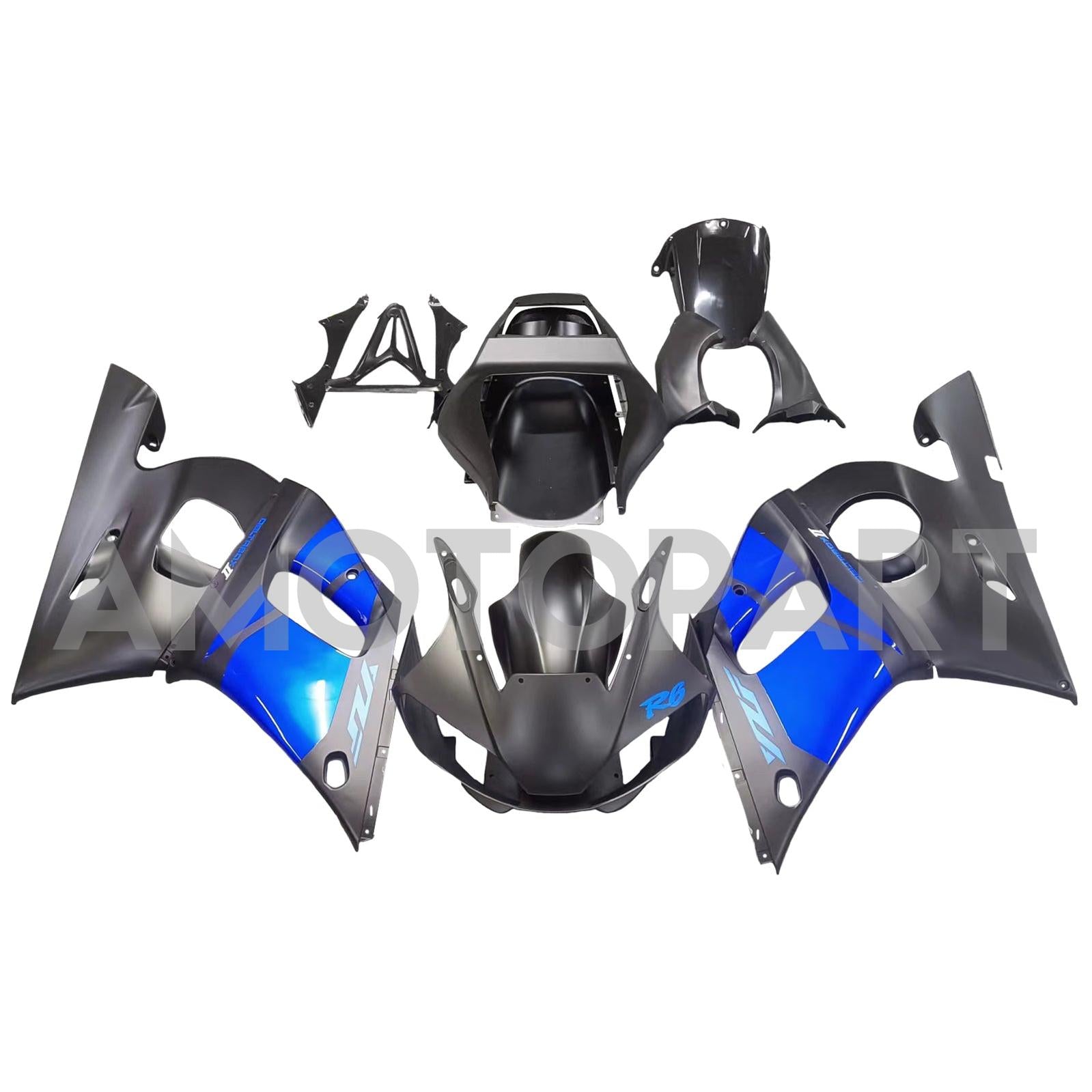 Amotopart Yamaha YZF 600 R6 1998-2002 Blue&Black Style2 Fairing Kit
