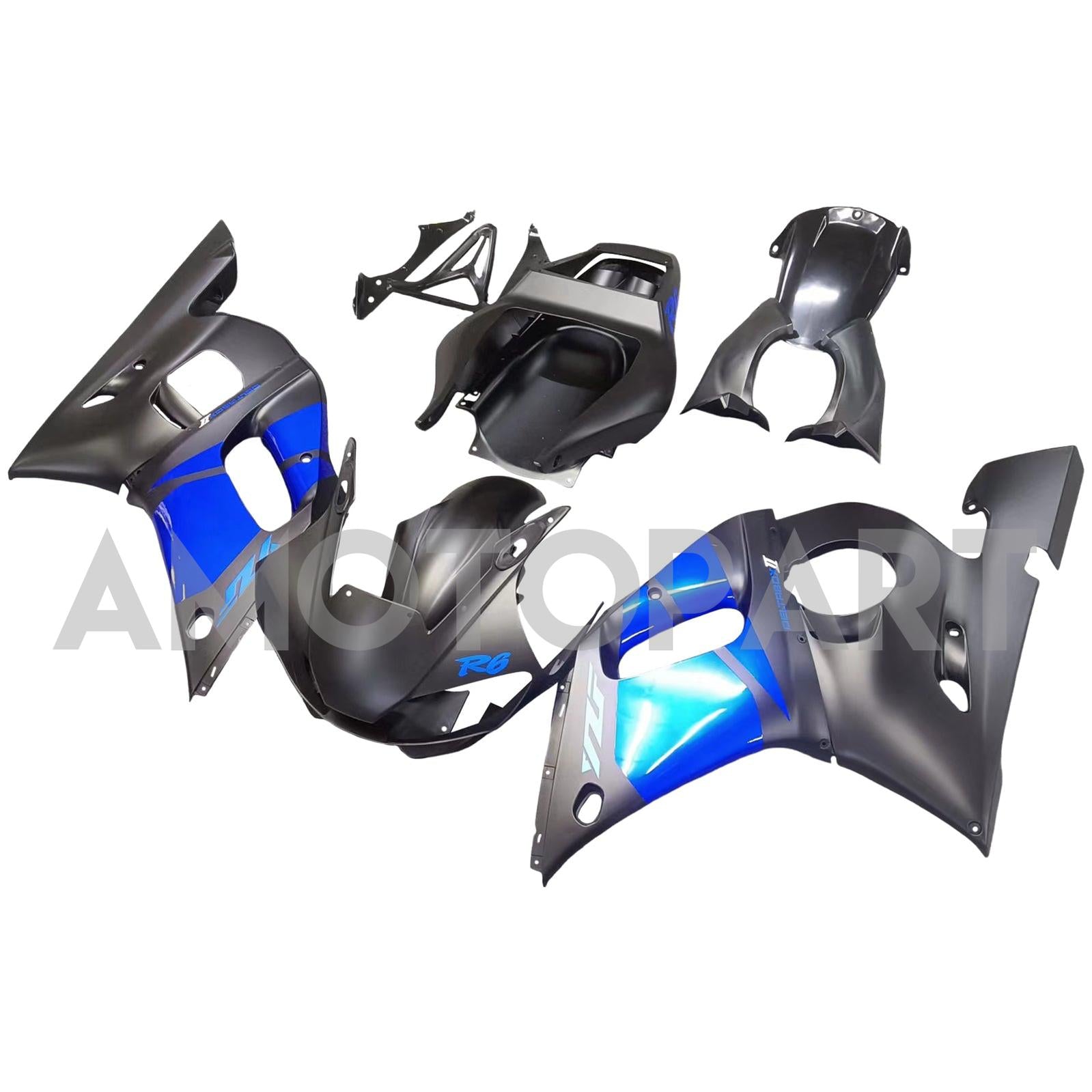 Amotopart Yamaha YZF 600 R6 1998-2002 Blue&Black Style2 Fairing Kit