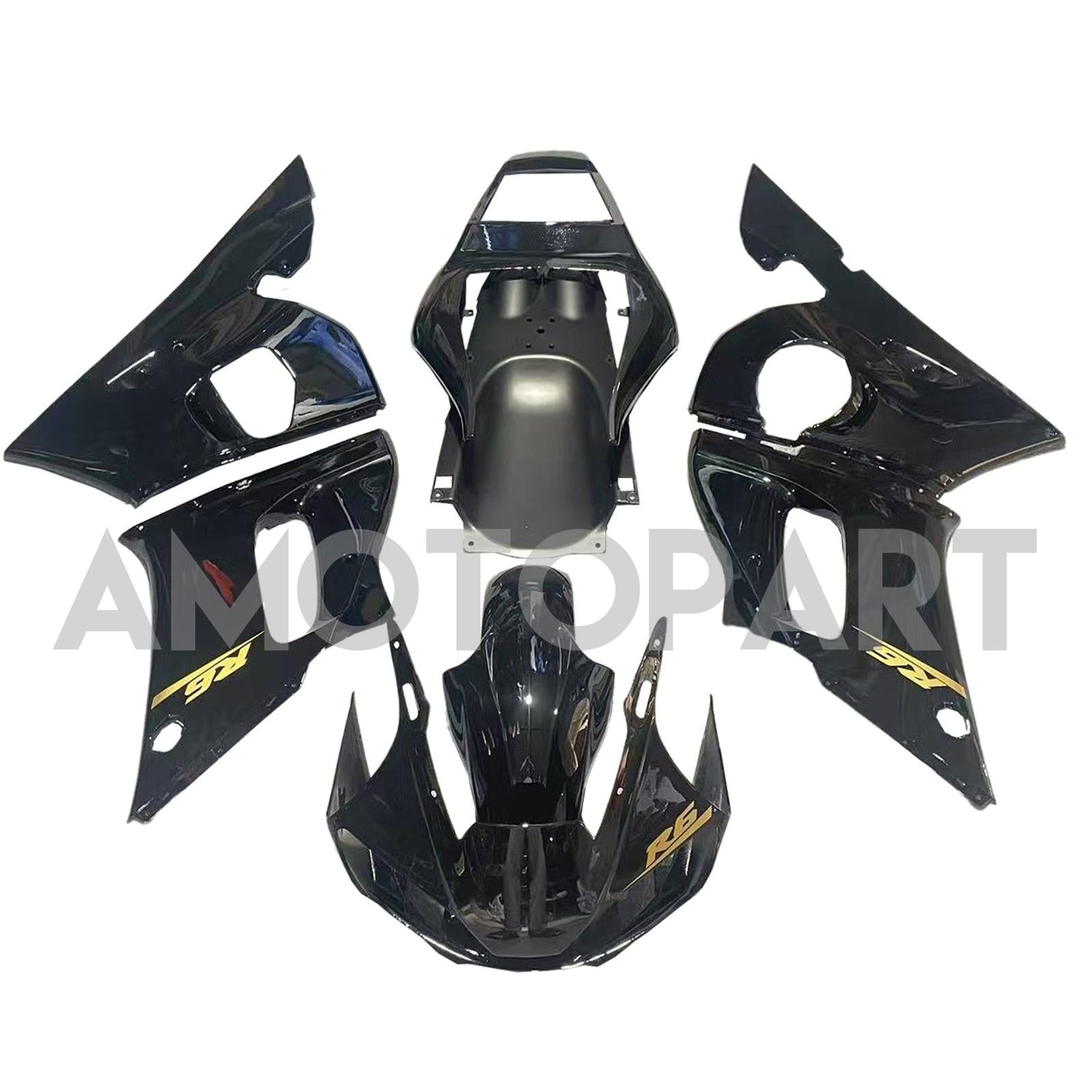 Amotopart Yamaha YZF 600 R6 1998-2002 Black Fairing Kit