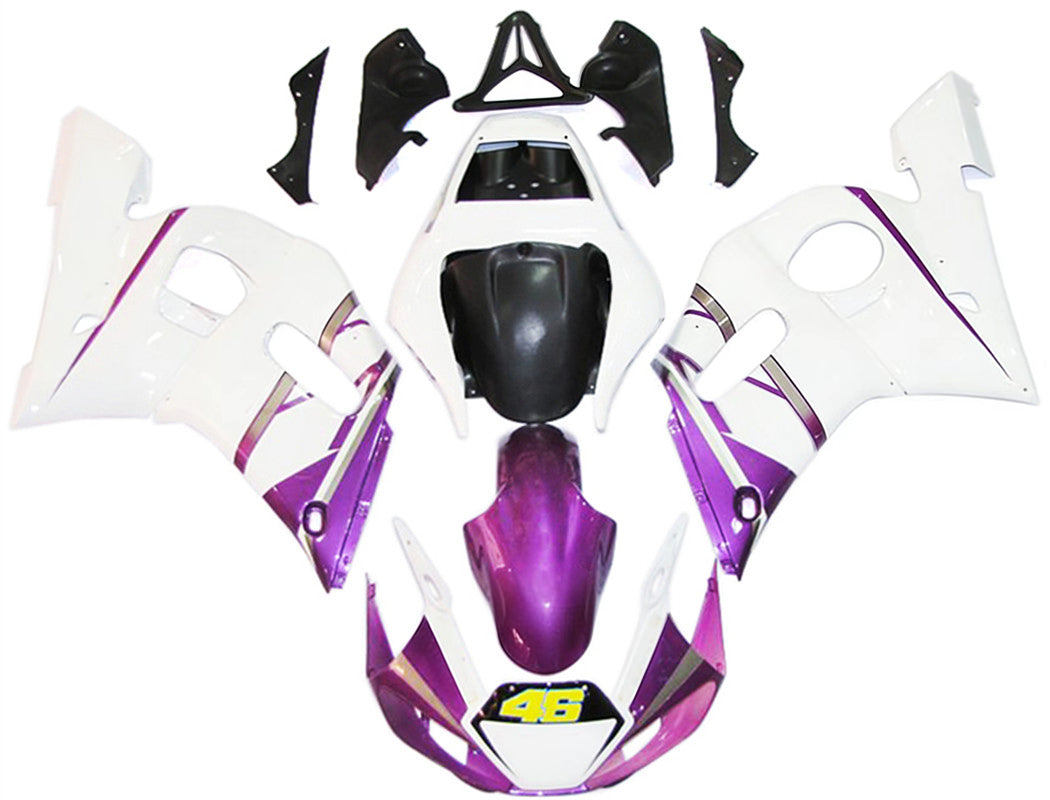 Amotopart Yamaha YZF 600 R6 1998-2002 Roxo&WKit de carenagem branca