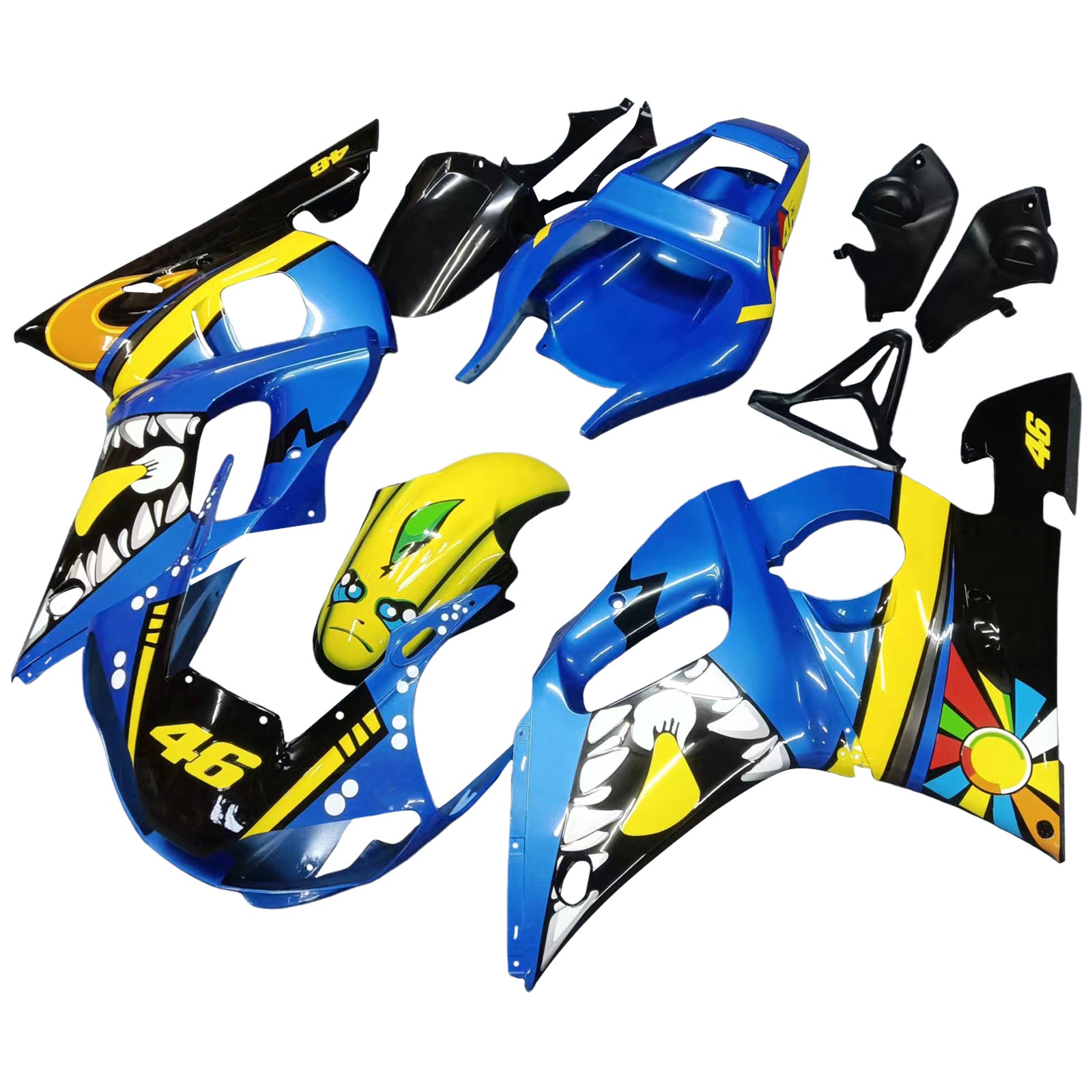Amotopart 1998-2002 Yamaha YZF 600 R6 Kit carena Monster blu e giallo