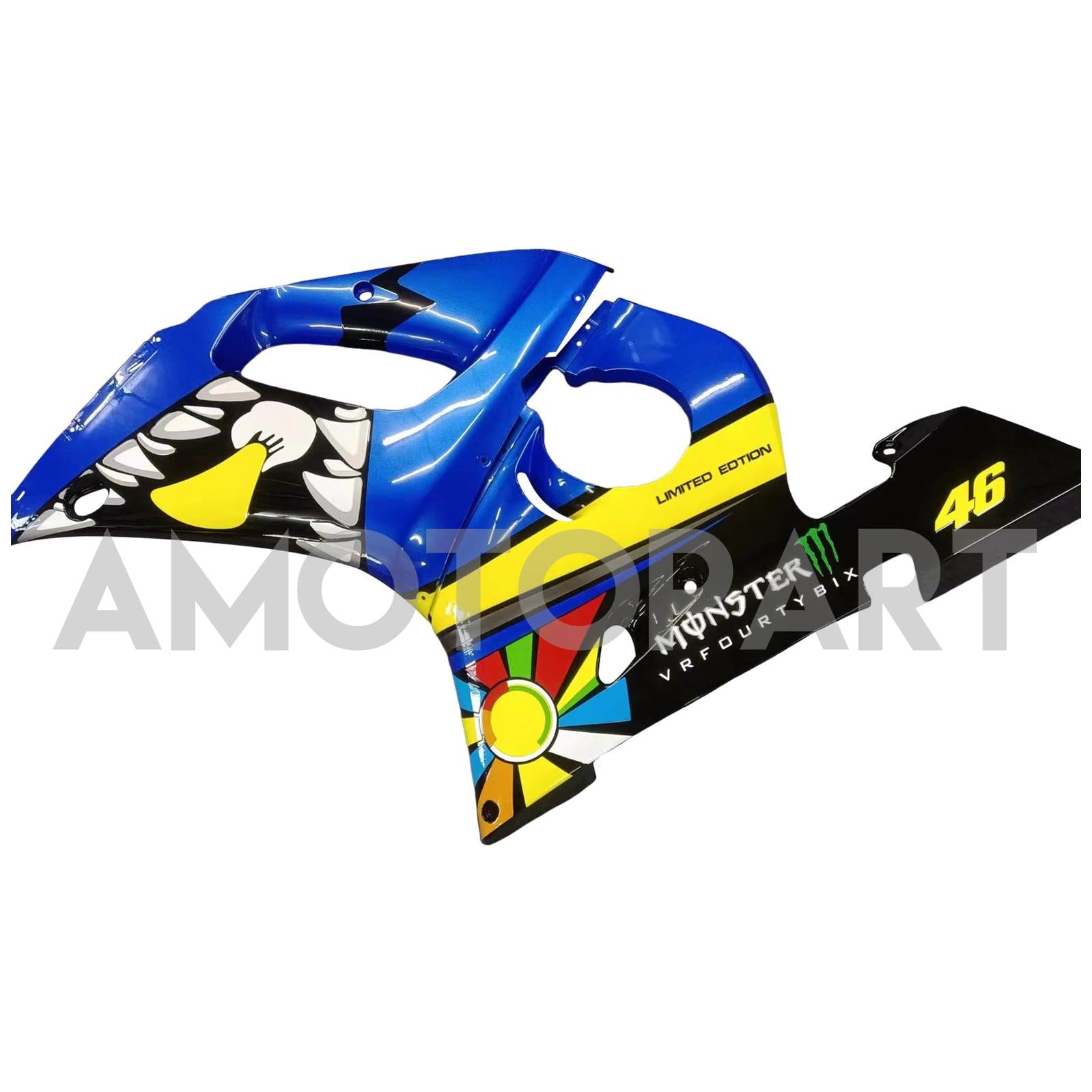 Amotopart 1998-2002 Yamaha YZF 600 R6 Blau&Gelbes Monster-Verkleidungskit