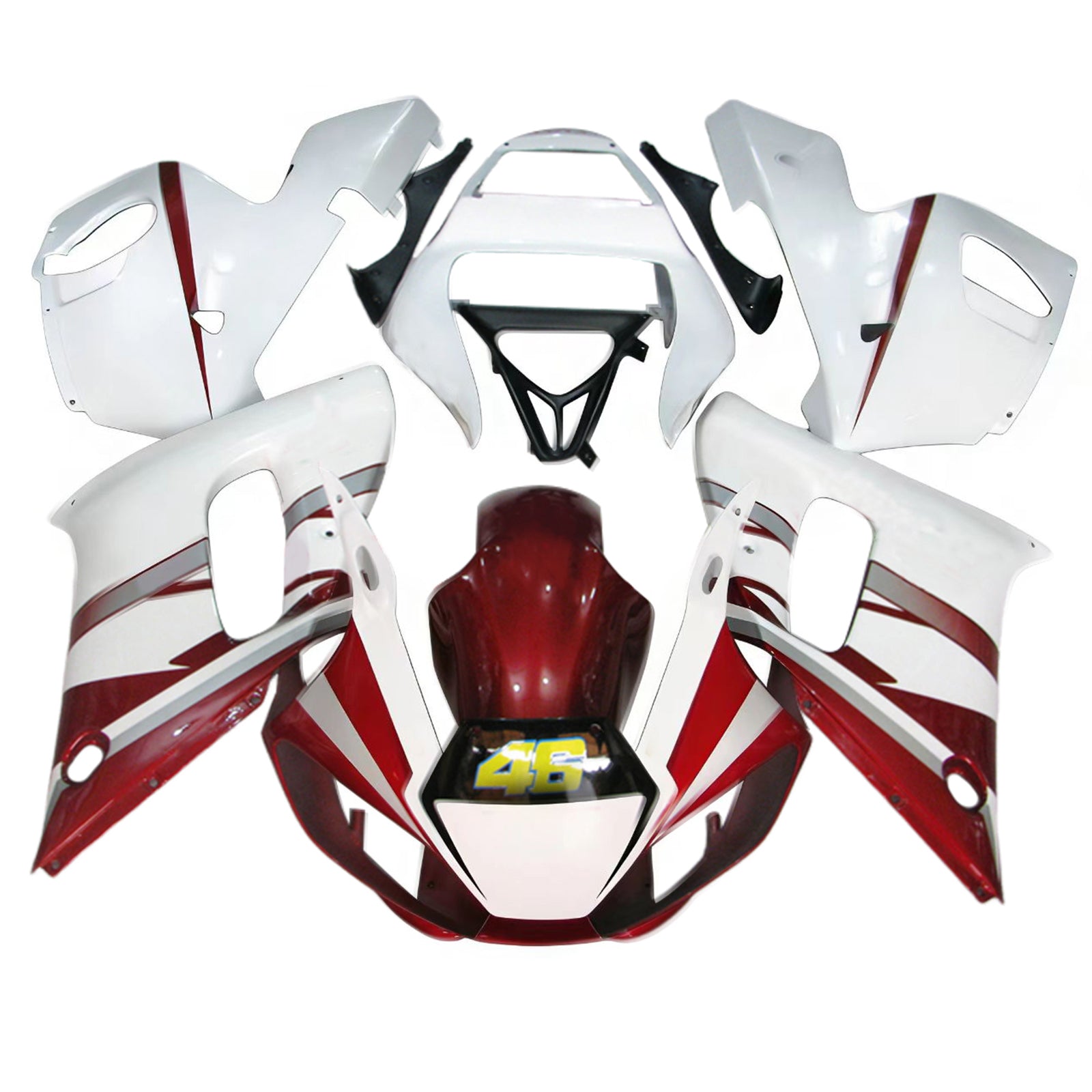 Amotopart 1998-2002 Yamaha YZF 600 R6 White&Red Style1 Fairing Kit