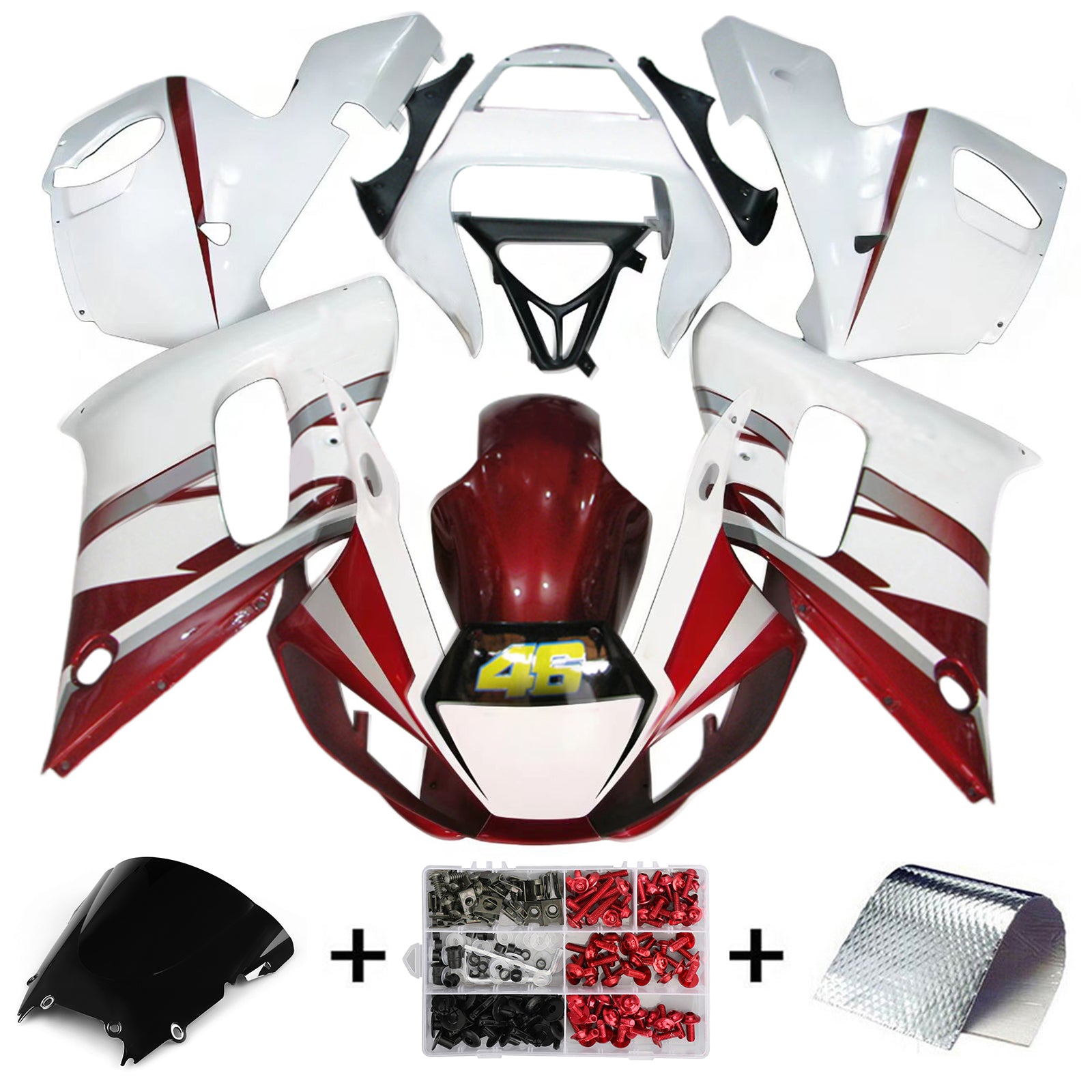 Amotopart 1998-2002 Yamaha YZF 600 R6 Bianco&RKit carenatura Style1 ed