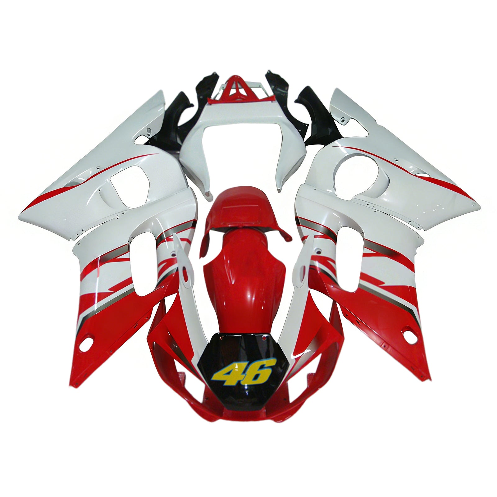 Amotopart 1998-2002 Yamaha YZF 600 R6 Kit de carenado blanco y rojo Style2