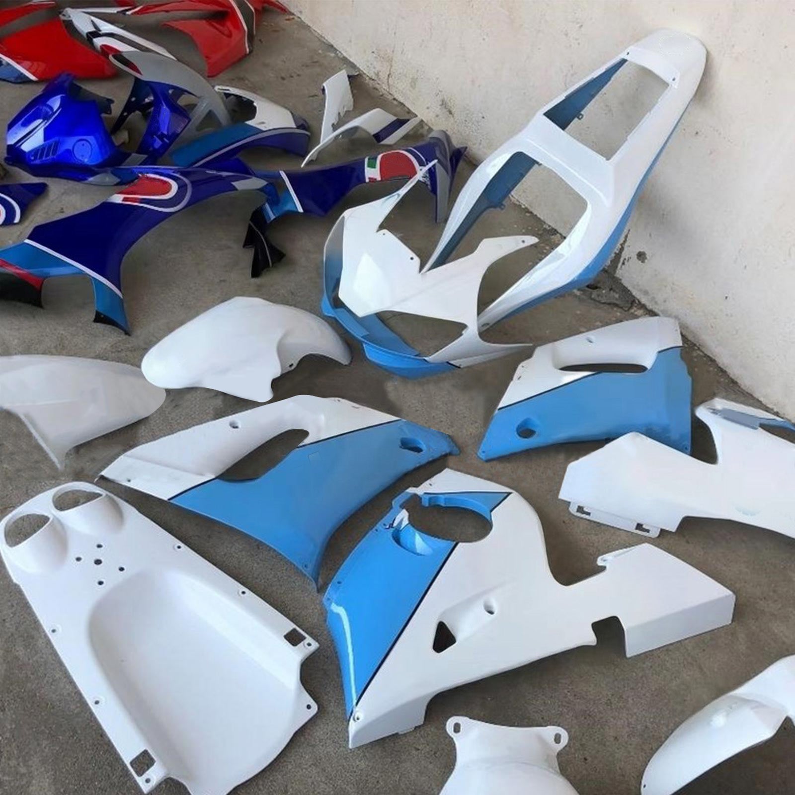 Amotopart Yamaha 1998–2002 YZF 600 R6 Blau-weißes Verkleidungsset