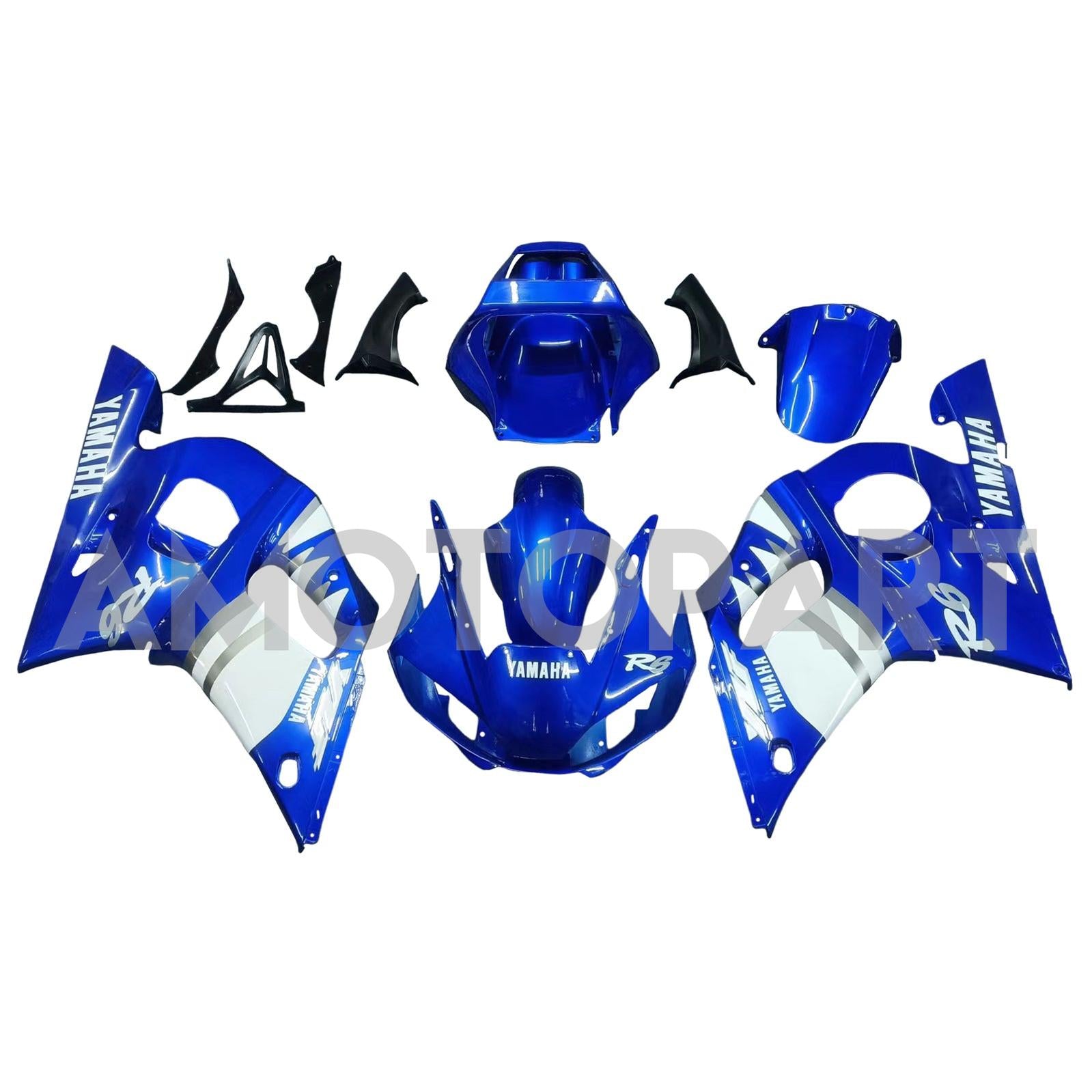 Amotopart Yamaha 1998-2002 YZF 600 R6 Blue Mix White Fairing Kit