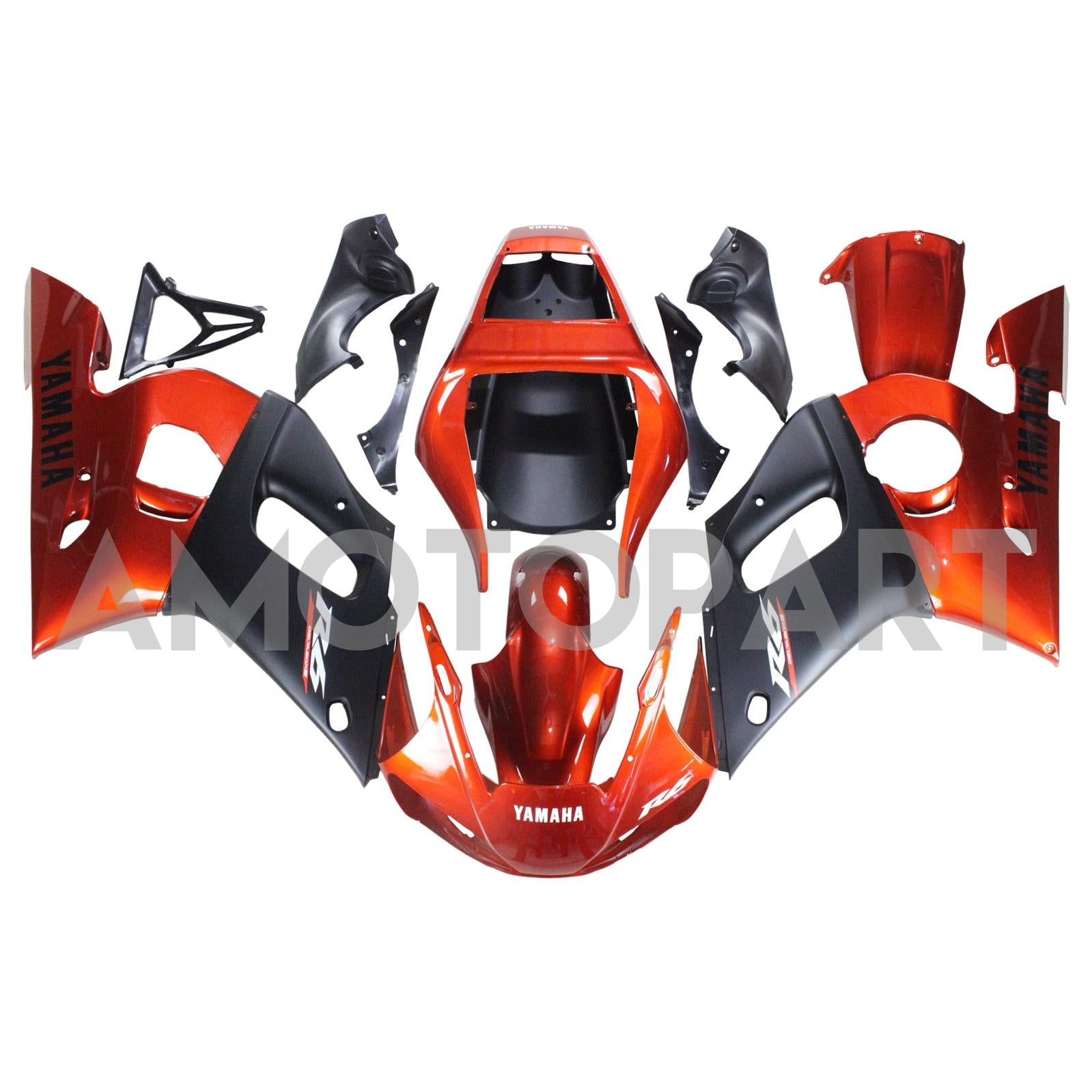 Amotopart Yamaha 1998-2002 YZF 600 R6 Orange Black Fairing Kit