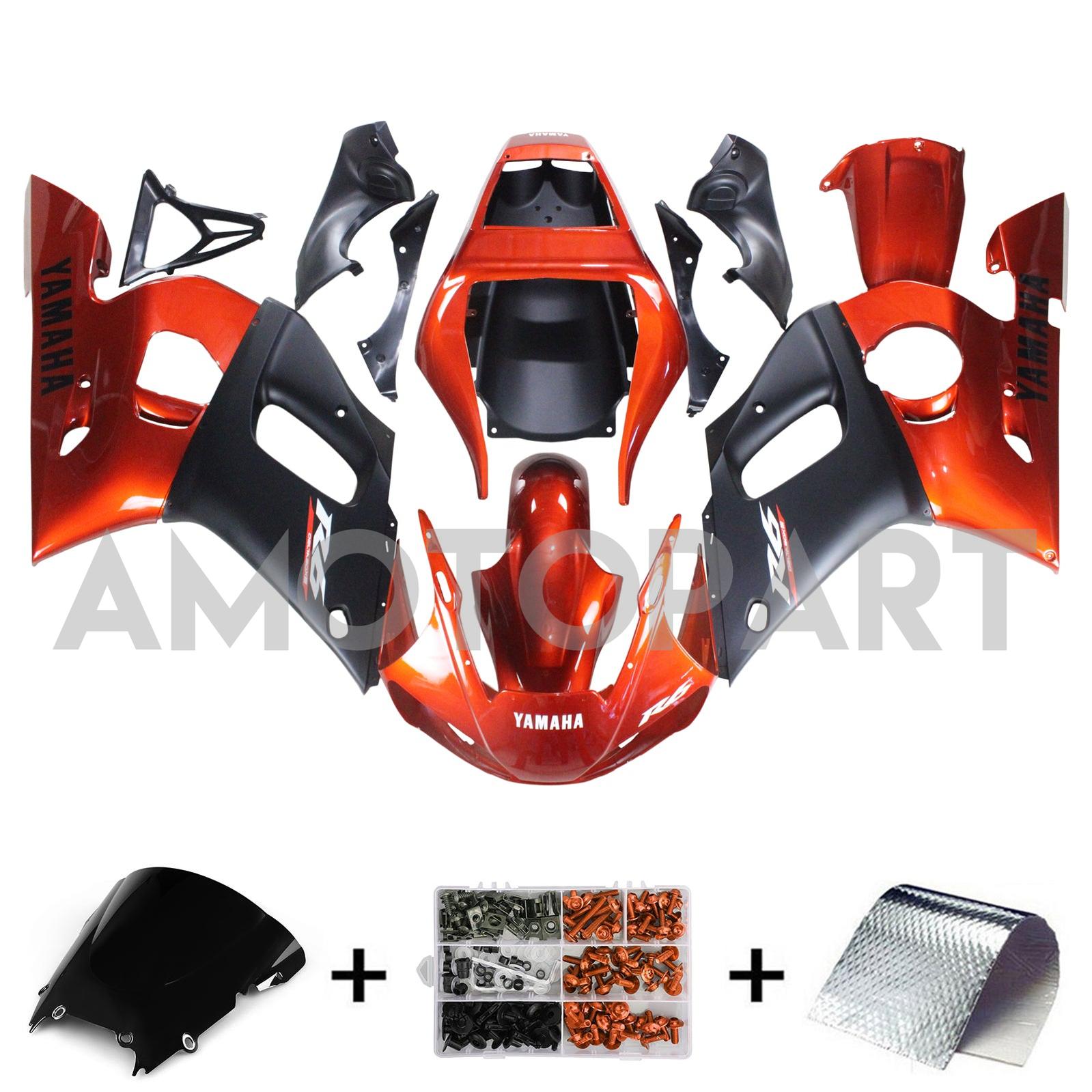 Amotopart Yamaha 1998-2002 YZF 600 R6 Orange Black Fairing Kit