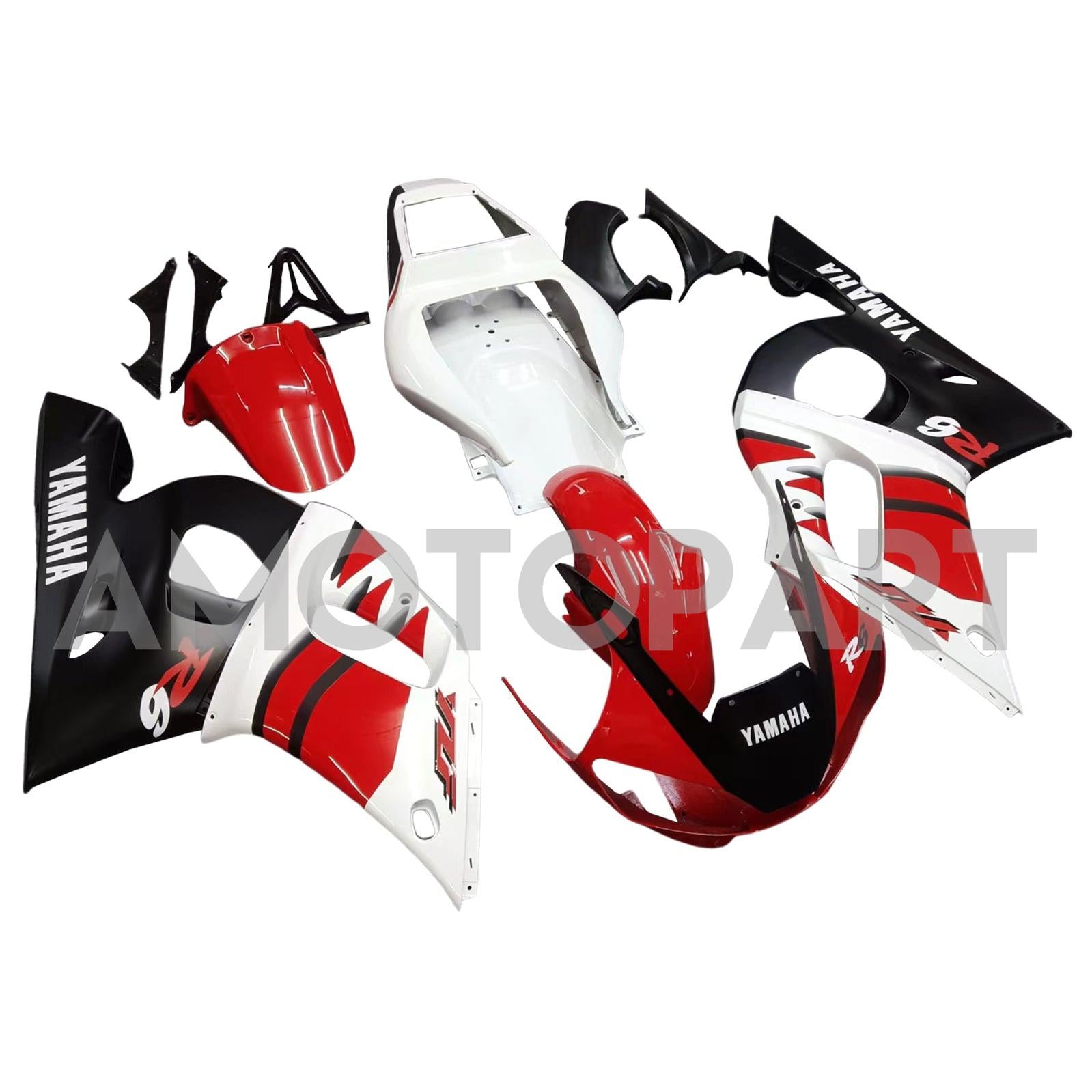Amotopart Yamaha 1998-2002 YZF 600 R6 Kit de carenado rojo negro blanco