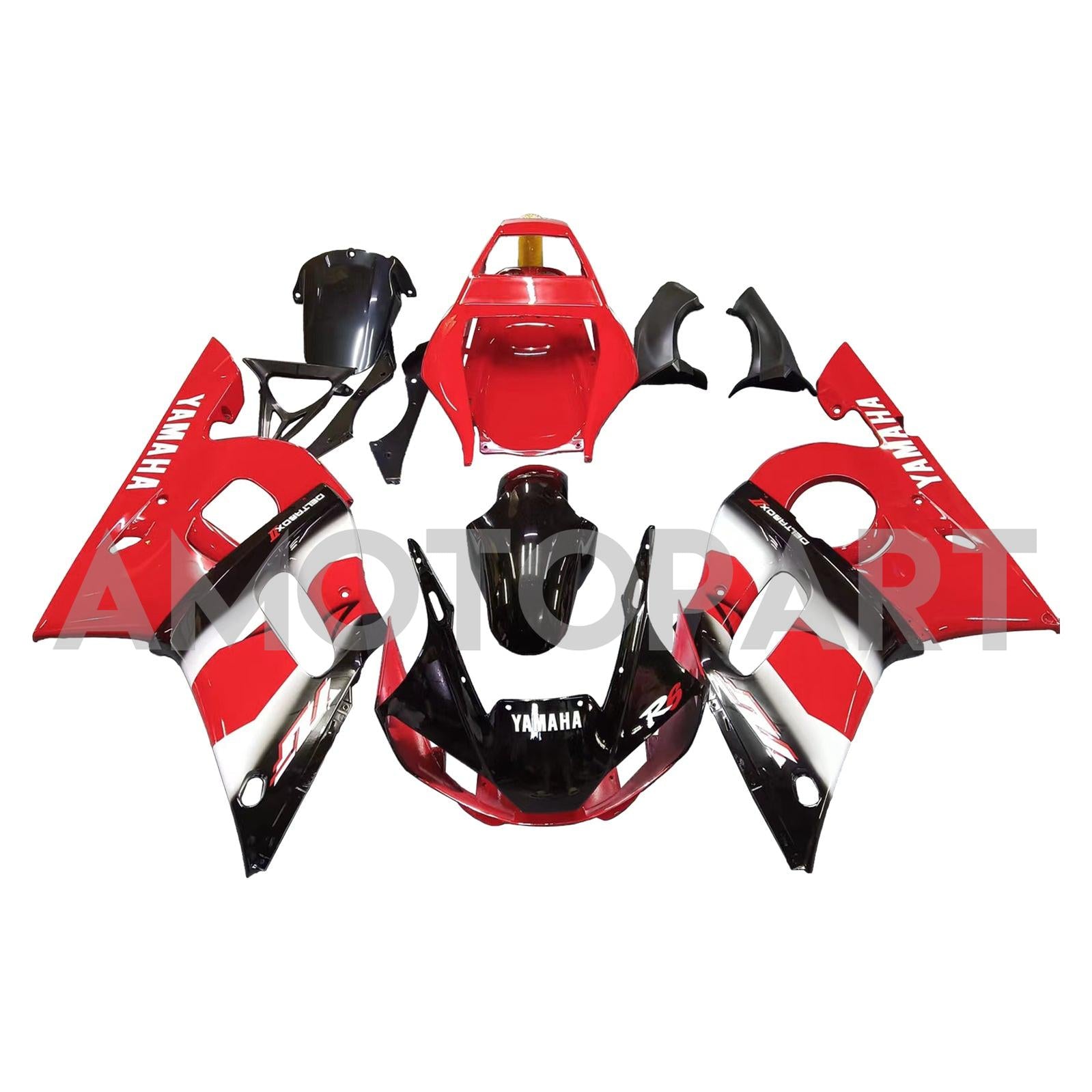 Amotopart Yamaha 1998-2002 YZF 600 R6 Red Black Fairing Kit
