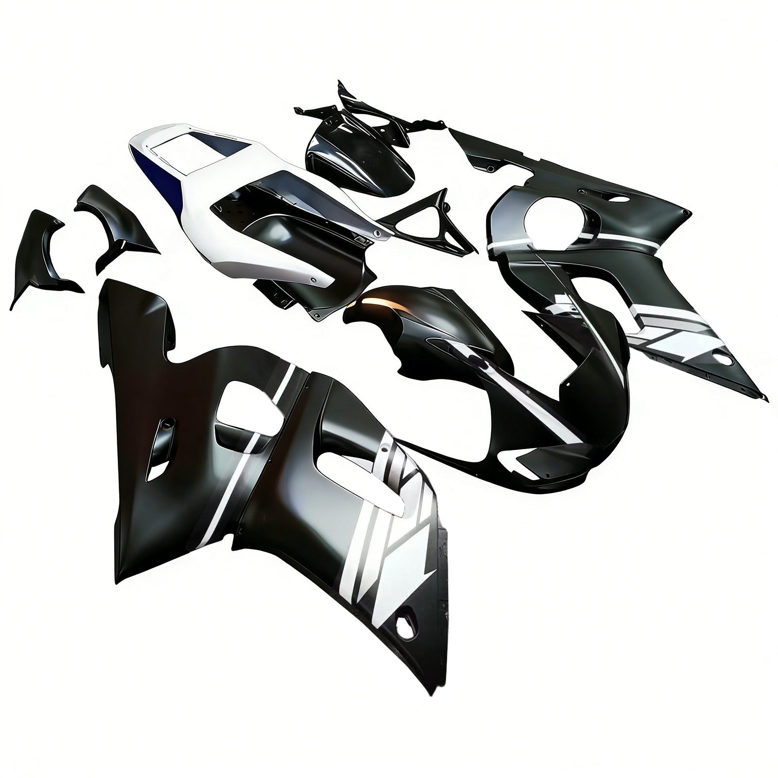 Amotopart Yamaha 1998-2002 YZF 600 R6 Kit de carenado blanco negro mate