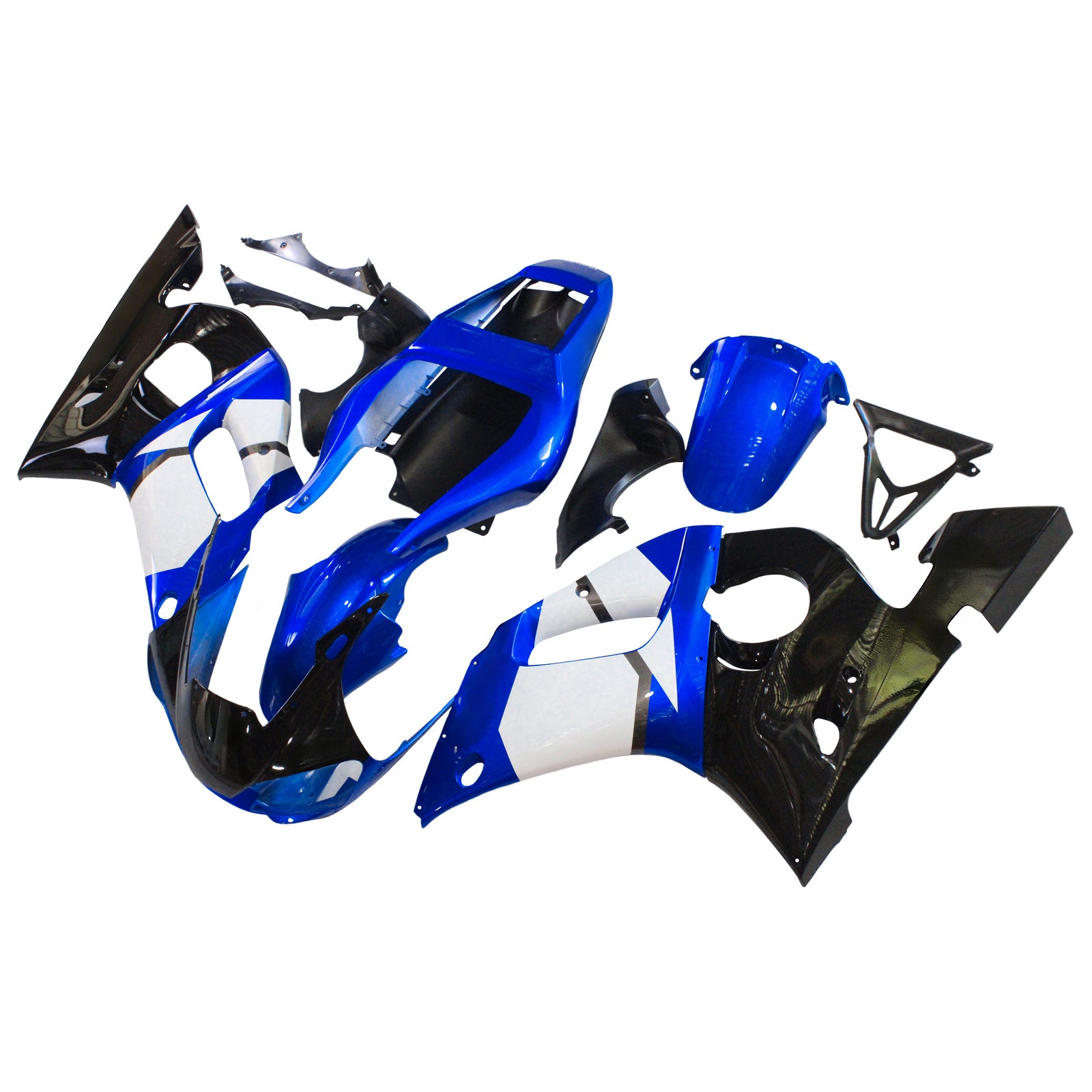 Amotopart Yamaha 1998-2002 YZF 600 R6 Black Mix Blue Fairing Kit