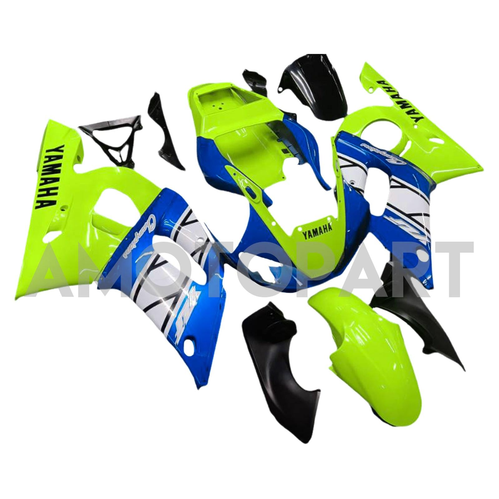 Amotopart Yamaha 1998-2002 YZF 600 R6 Blu Con Kit Carena Giallo Fluorescente