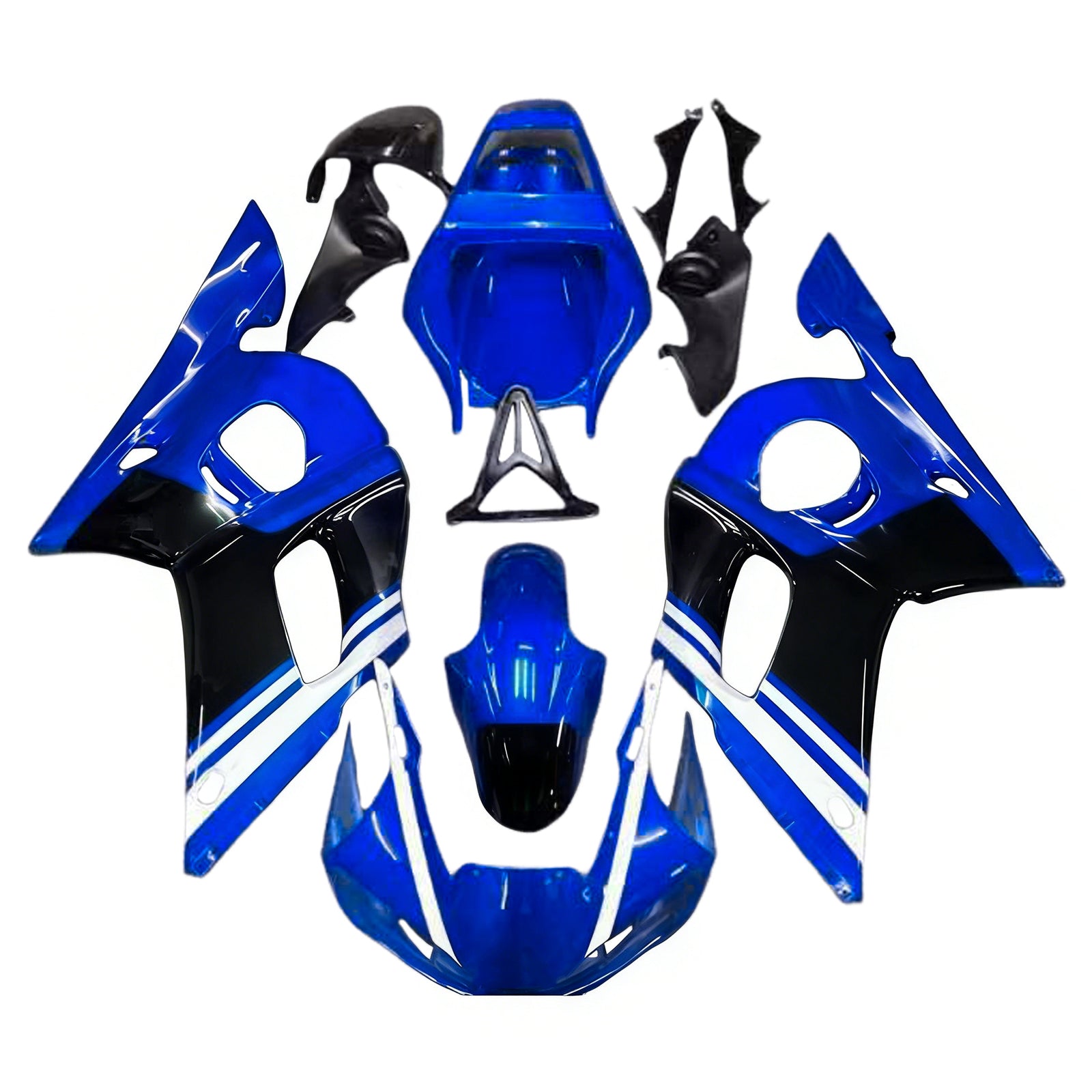 Amotopart Yamaha 1998-2002 YZF 600 R6 Black Blue Fairing Kit