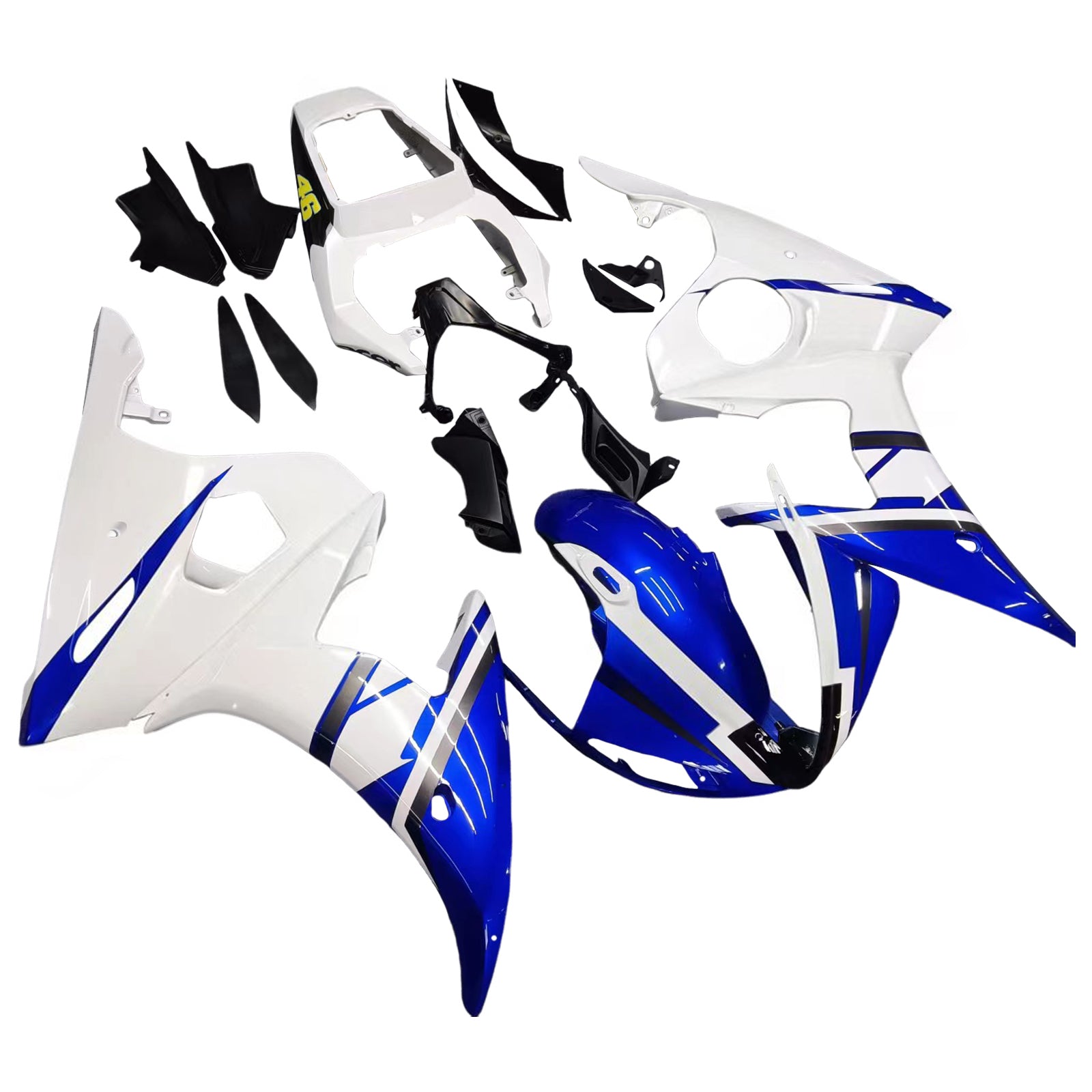 Amotopart 2003-2004 Yamaha R6 & 2006-2009 YZF R6S Fairing White Multi Color Kit