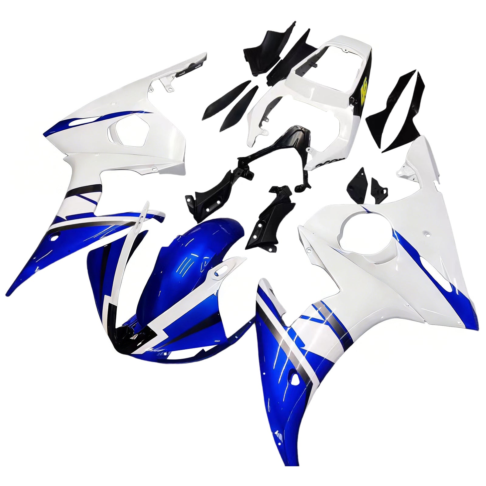 Amotopart 2003-2004 Yamaha R6 & 2006-2009 YZF R6S Fairing White Multi Color Kit