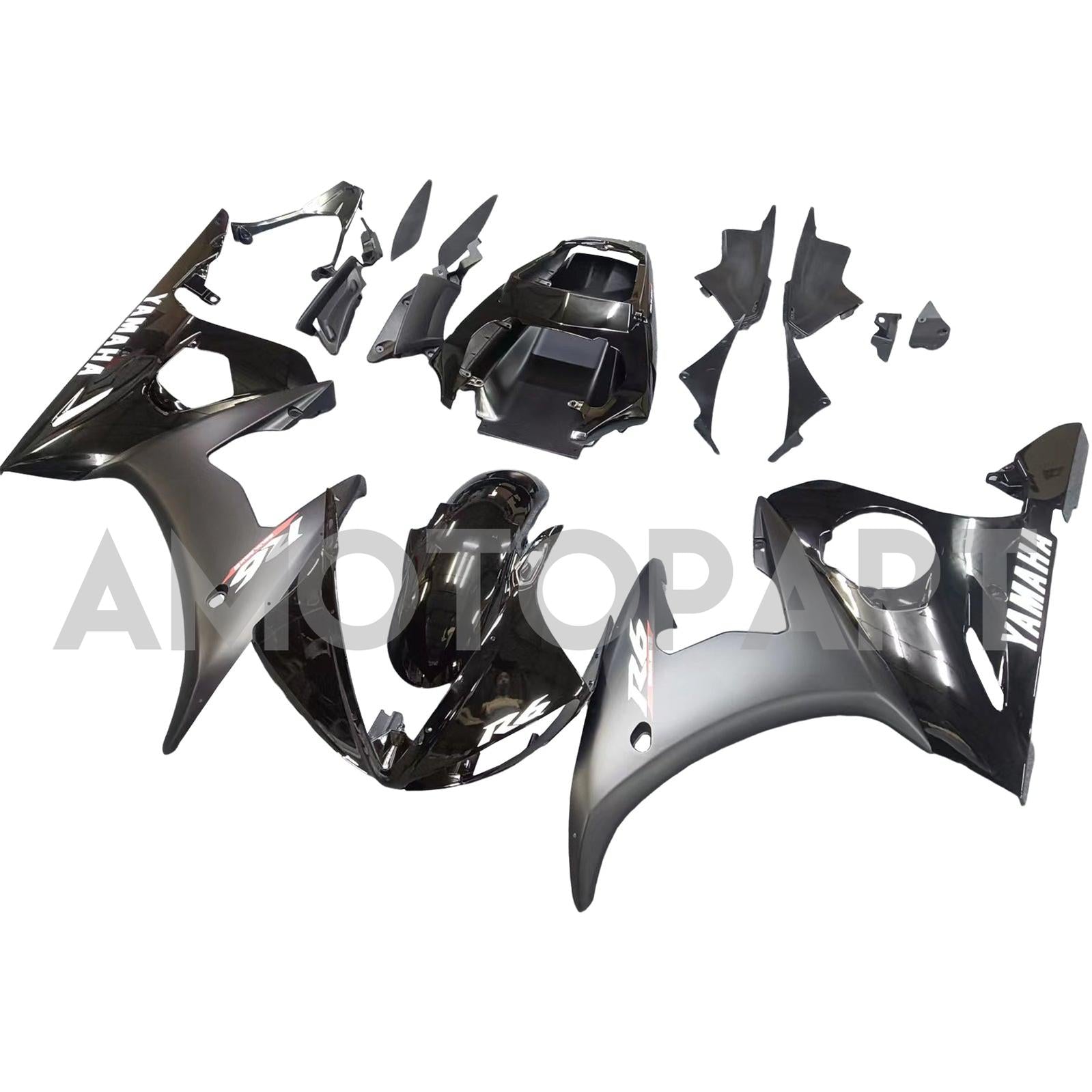 Amotopart 2003-2004 Yamaha R6 & 2006-2009 YZF R6S Fairing Matt Black Kit