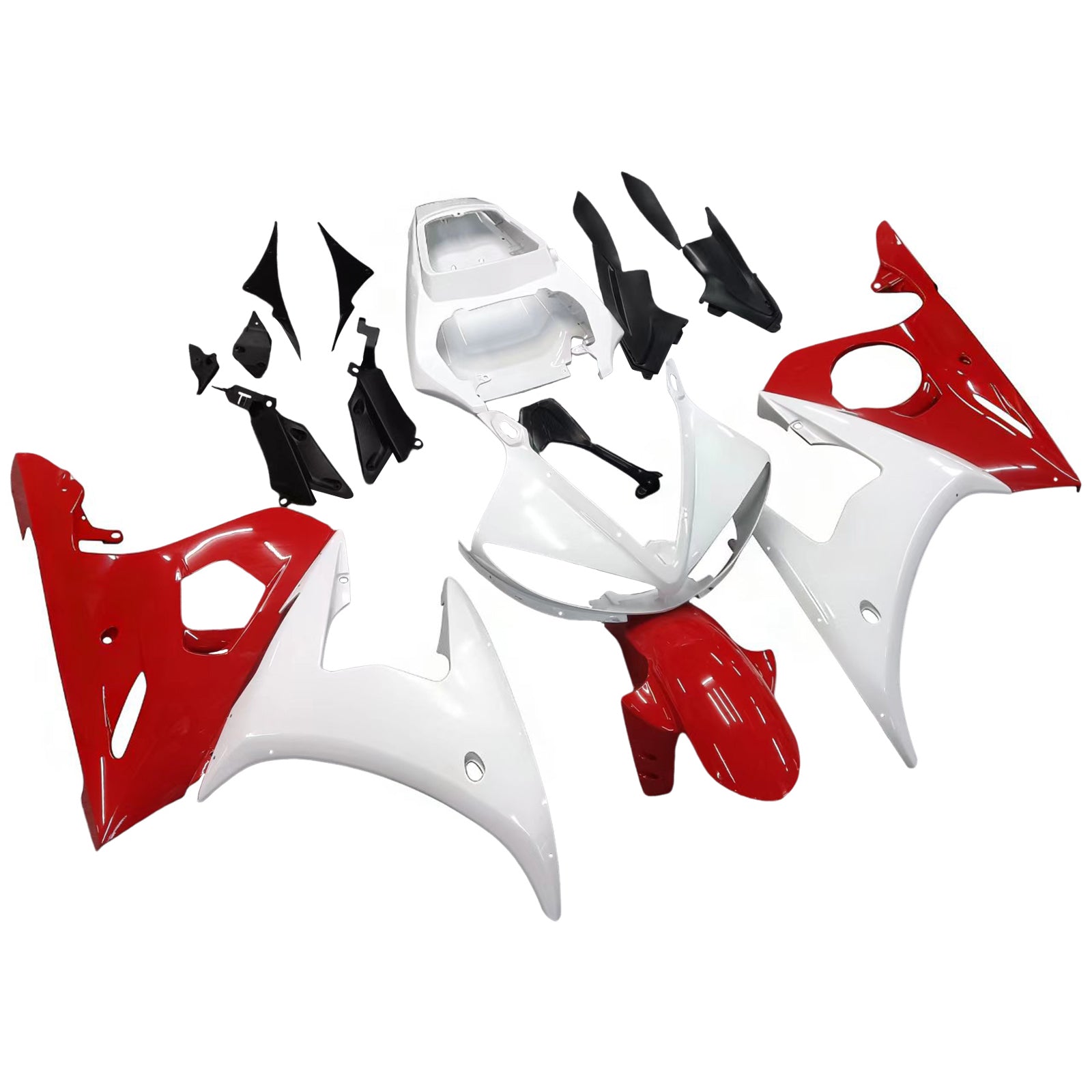 Amotopart 2003-2004 Yamaha R6 & 2006-2009 YZF R6S Fairing Red Mix White Kit