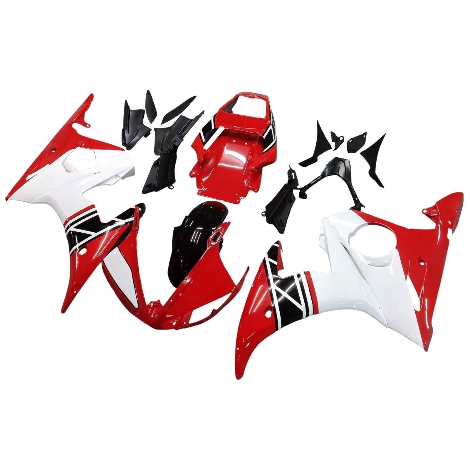 Amotopart 2003-2004 Yamaha R6 & 2006-2009 YZF R6S Fairing White&Black Kit