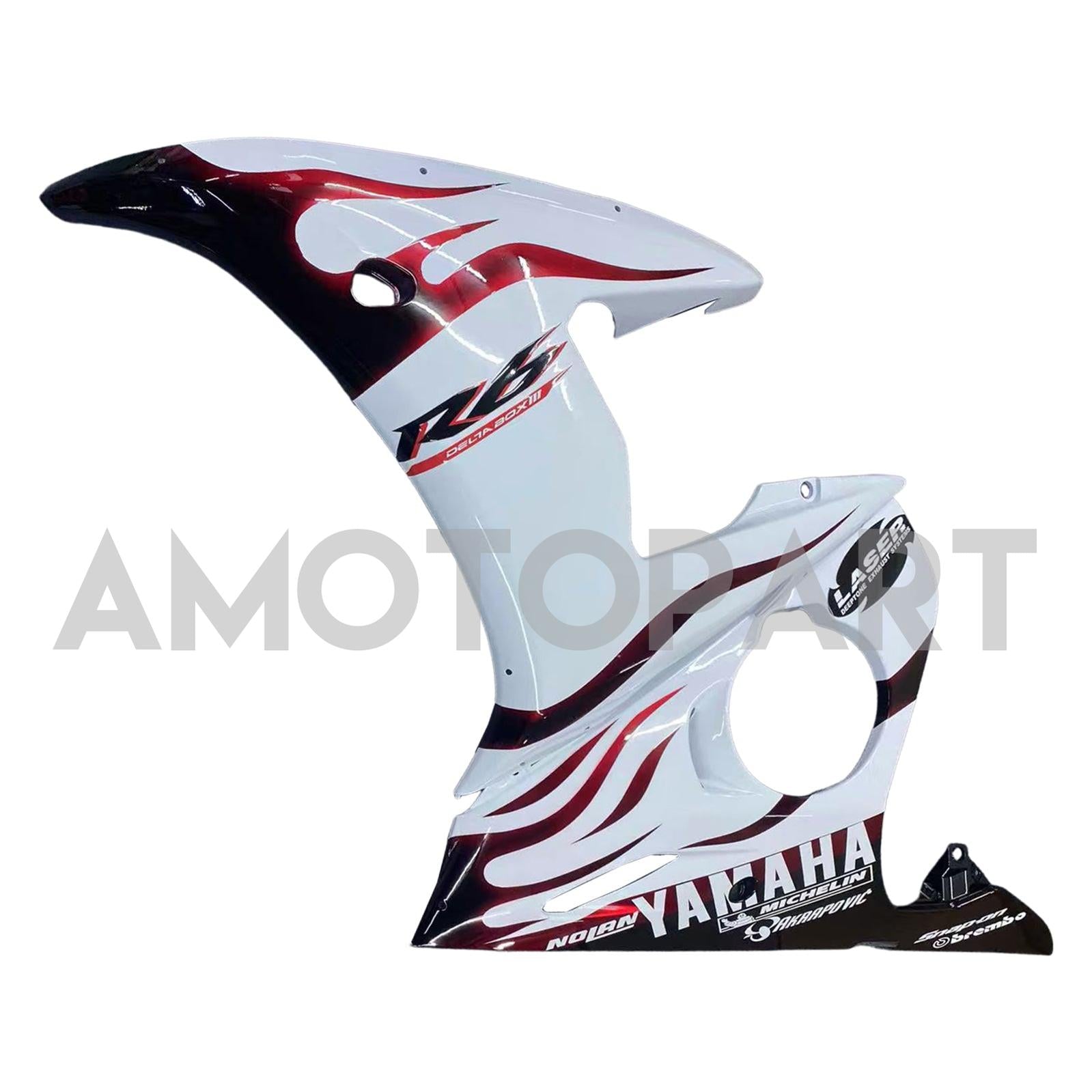 Amotopart 2003-2004 Yamaha R6 & 2006-2009 YZF R6S Fairing White&Black Flame Kit