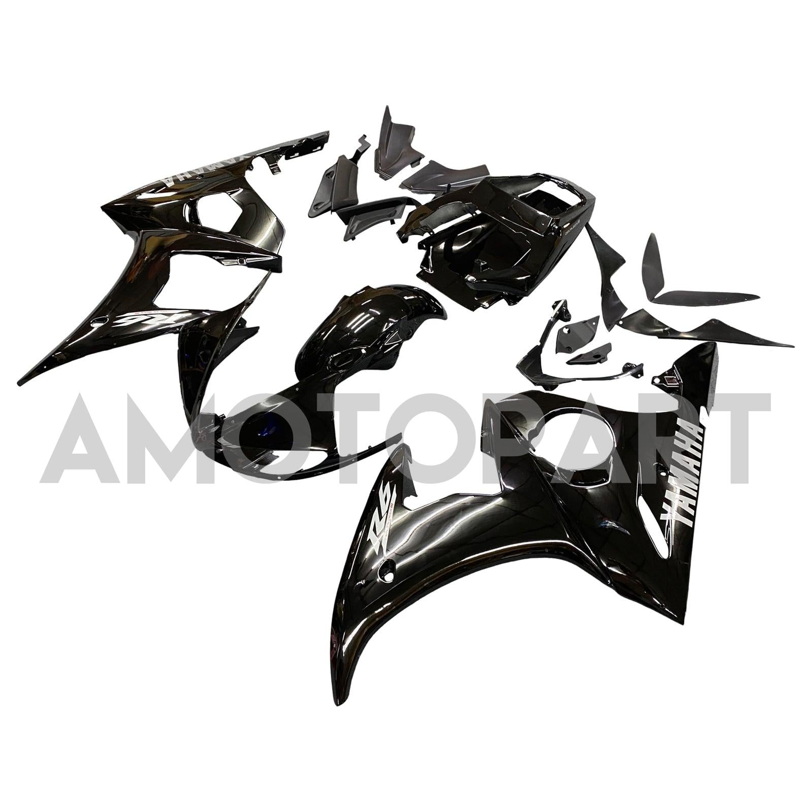 Amotopart 2003-2004 Yamaha R6 & 2006–2009 YZF R6S Verkleidungssatz G-Black